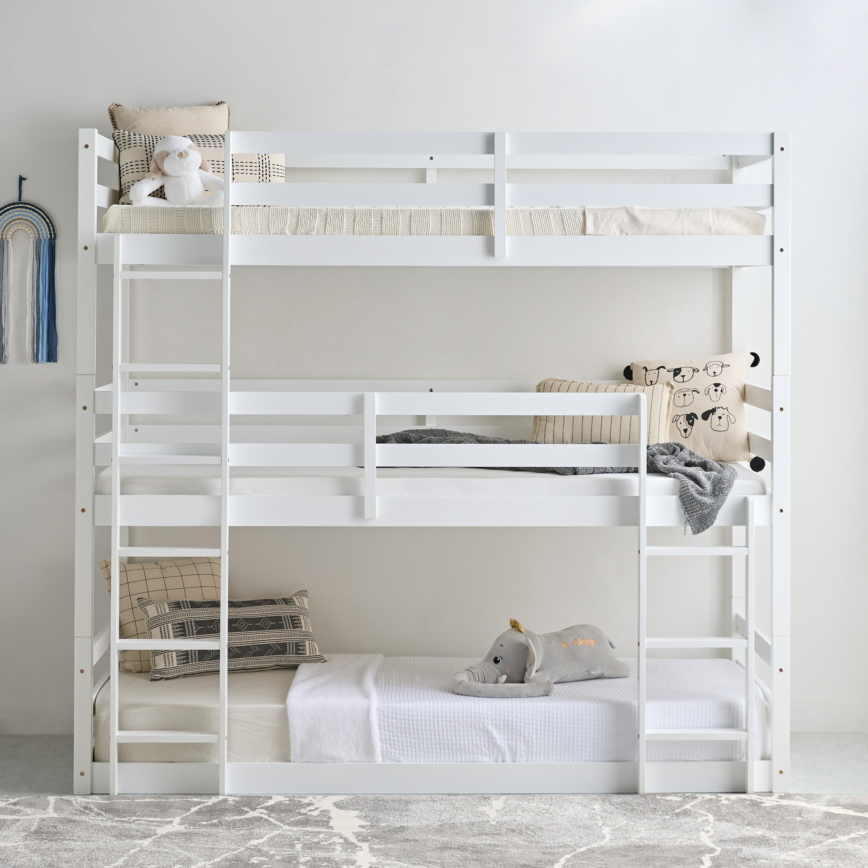 سرير طابقين فردي ثلاثي قابل للتحويل - ستوفا فانيلا من موڤو - 90x200 سم-hbxkidsandyouth-bedsandbedsets-bunkbeds-single-image-2