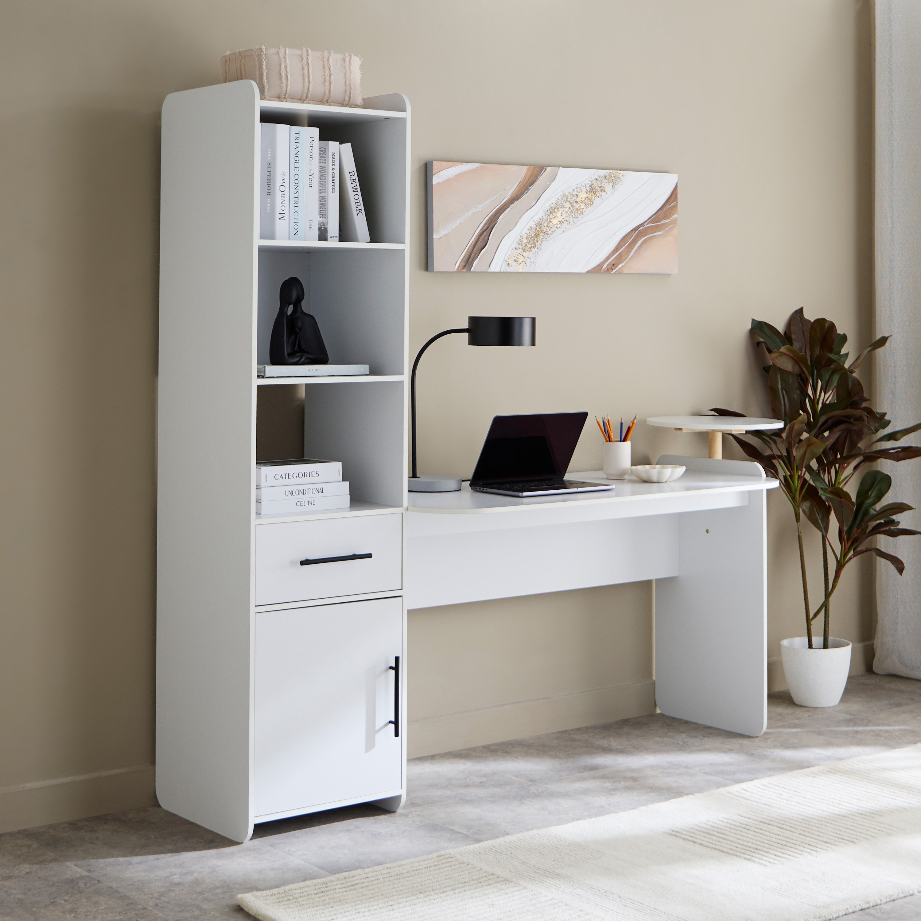 مكتب دراسة بدرج وباب مع خزانة كتب من كارسون-hbxfurniture-office-desks-image-1