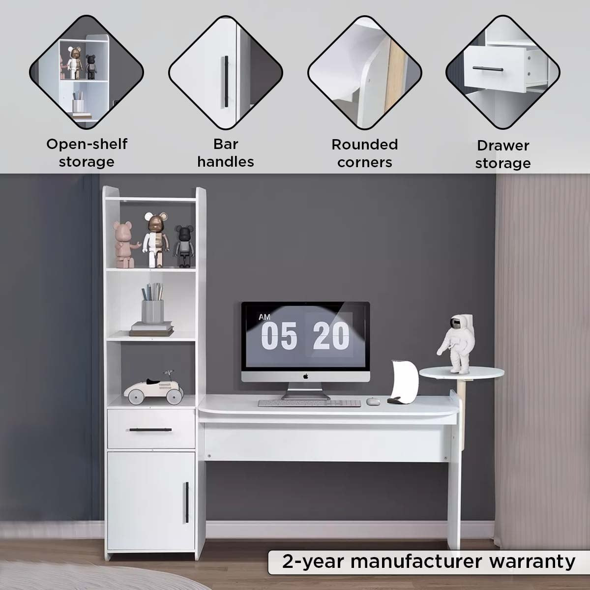 مكتب دراسة بدرج وباب مع خزانة كتب من كارسون-hbxfurniture-office-desks-image-10