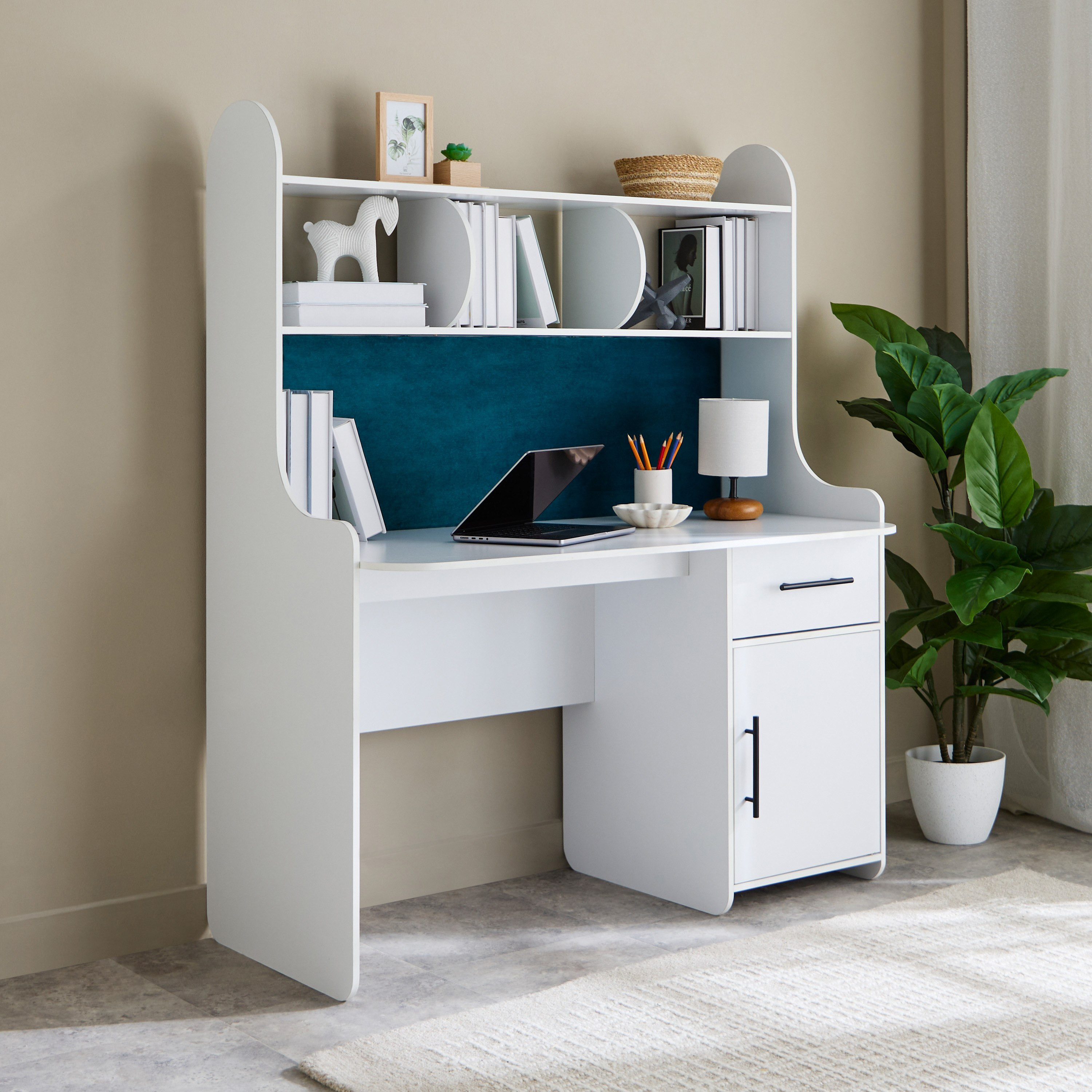 Stello 1-Door and 1-Drawer Study Desk with Hutch-hbxfurniture-office-desks-image-1