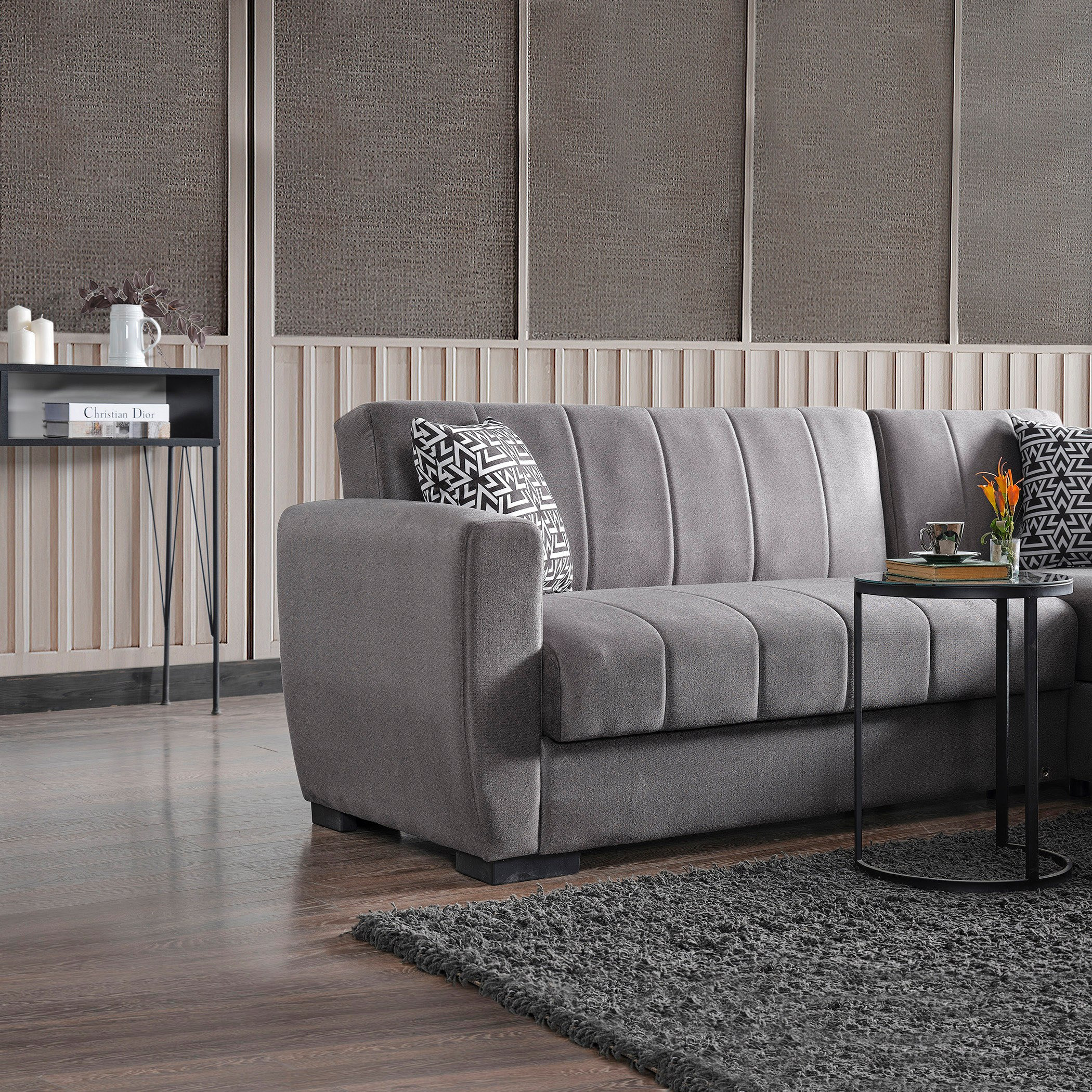 كنبة سرير قماش ركنية قابلة للعكس 4 مقاعد بمساحة تخزين و 2 وسادة من أرمينا-hbxfurniture-livingroom-sofabeds-image-10