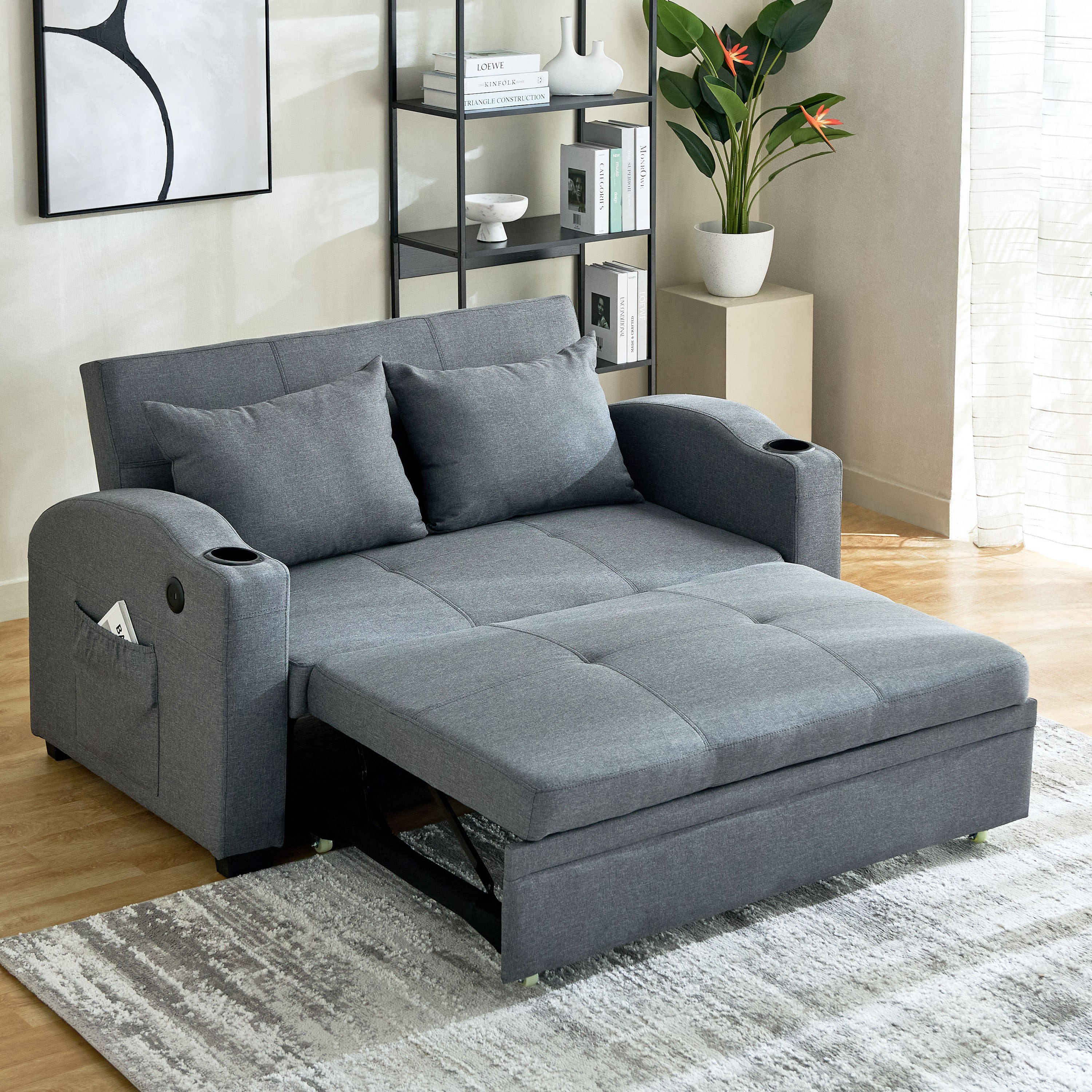 Morgan 2-Seater Pull-Out 2-Cushion Sofa Bed with 2 Cup Holders and C-Type USB Port-hbxfurniture-sofasandarmchairs-sofabeds-image-3