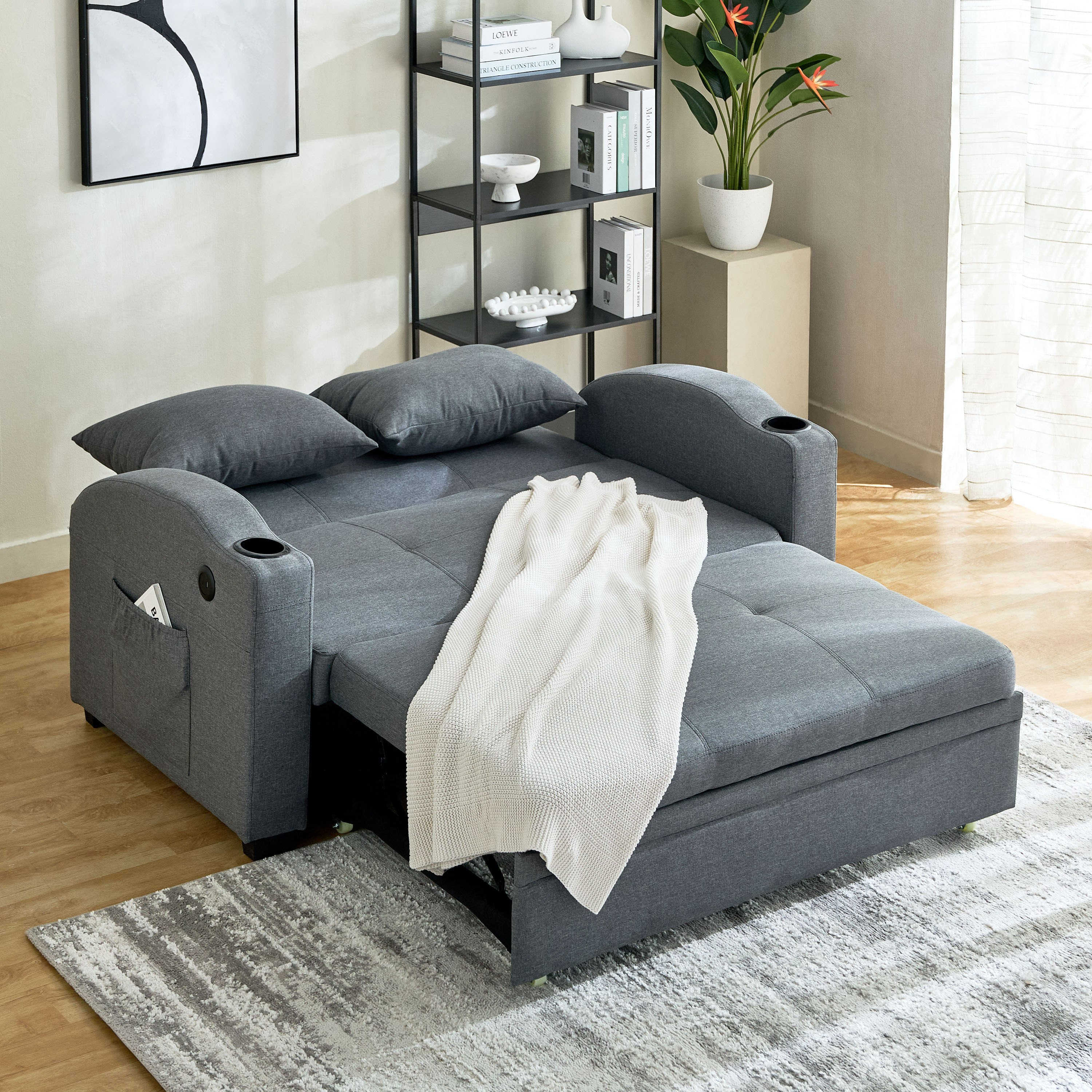 Morgan 2-Seater Pull-Out 2-Cushion Sofa Bed with 2 Cup Holders and C-Type USB Port-hbxfurniture-sofasandarmchairs-sofabeds-image-4