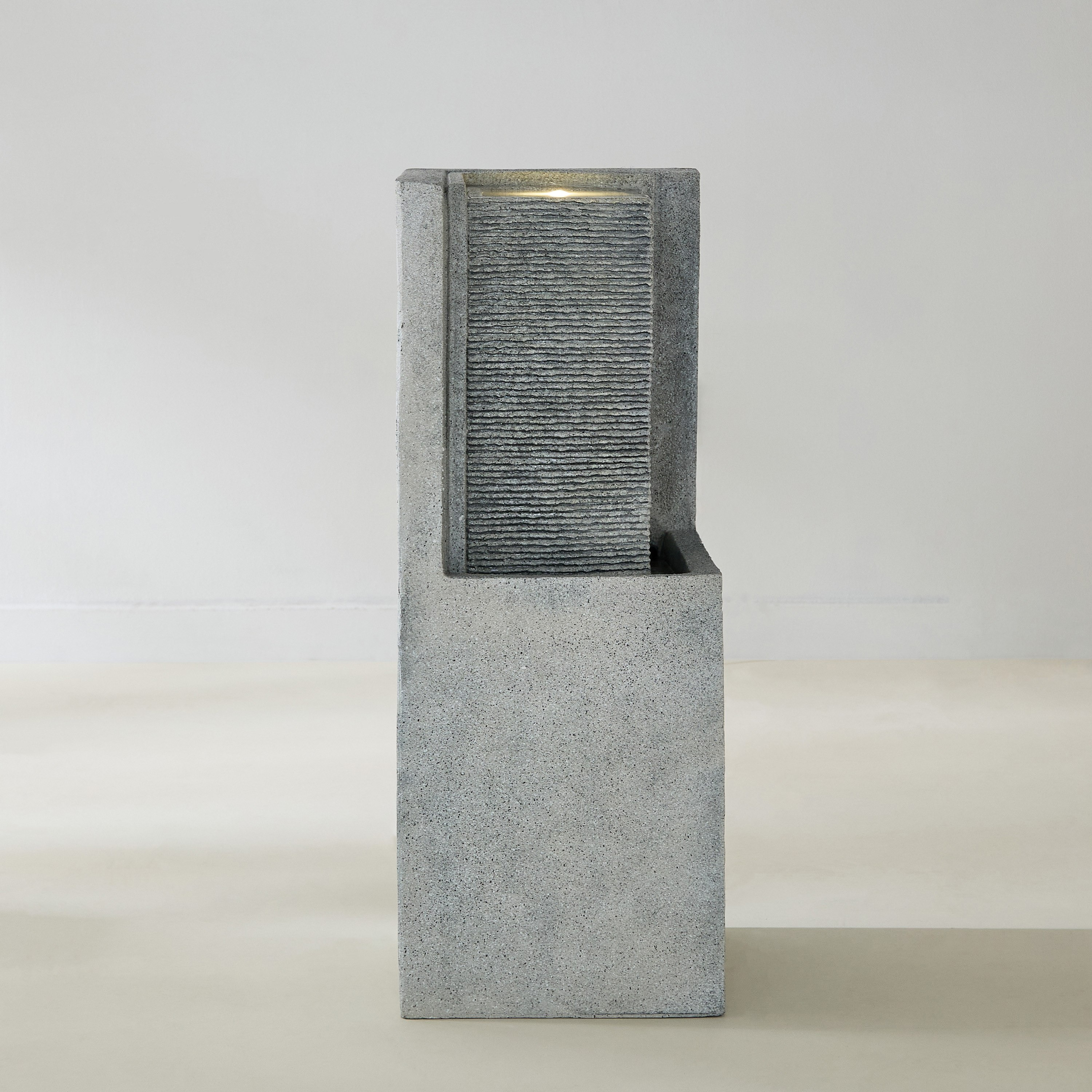 نافورة حجر خارجية بإضاءة إل إي دي من أديل - 34x34x90 سم-hbxhomeware-gardenandoutdoor-outdoorfountain-image-1