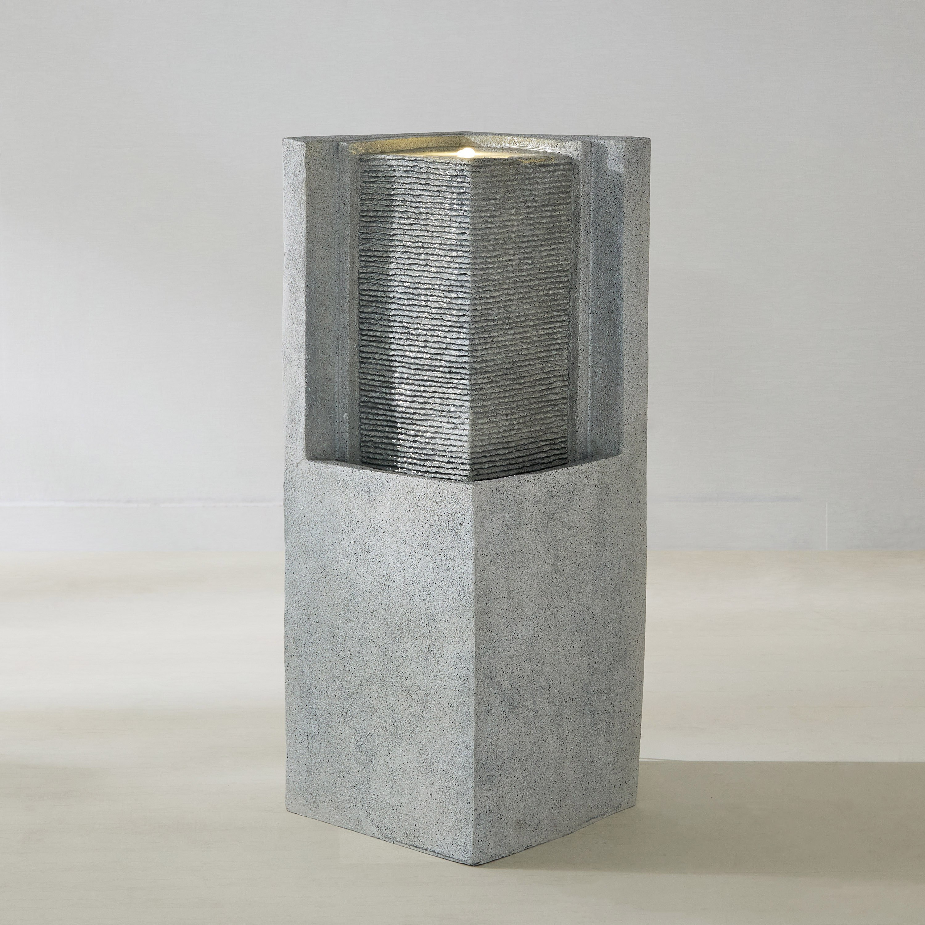 نافورة حجر خارجية بإضاءة إل إي دي من أديل - 34x34x90 سم-hbxhomeware-gardenandoutdoor-outdoorfountain-image-2