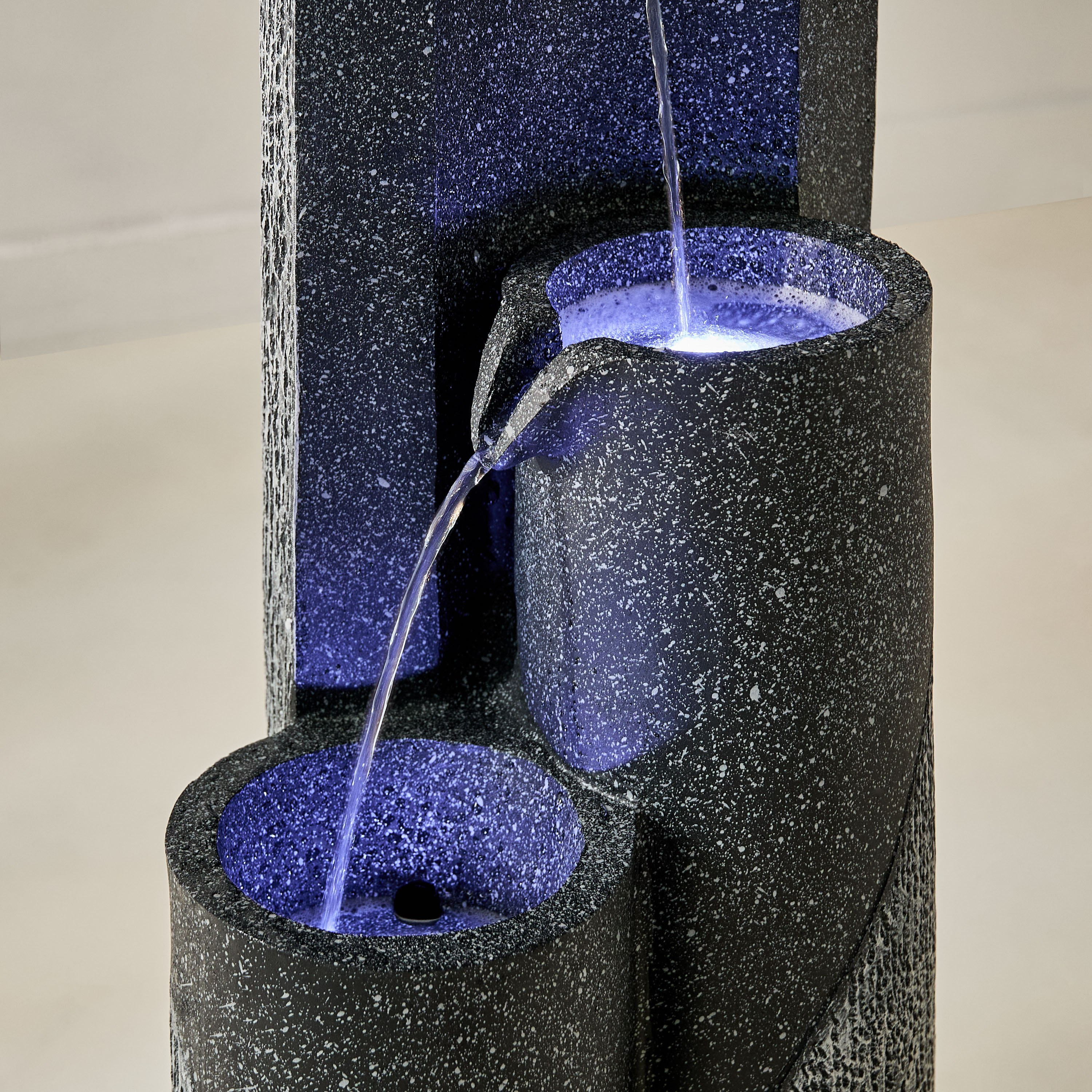 نافورة بـ3 أوعية وتشطيب حجري مع إضاءة ليد من أديل - 31x24x60 سم-hbxhomeware-gardenandoutdoor-outdoorfountain-image-2