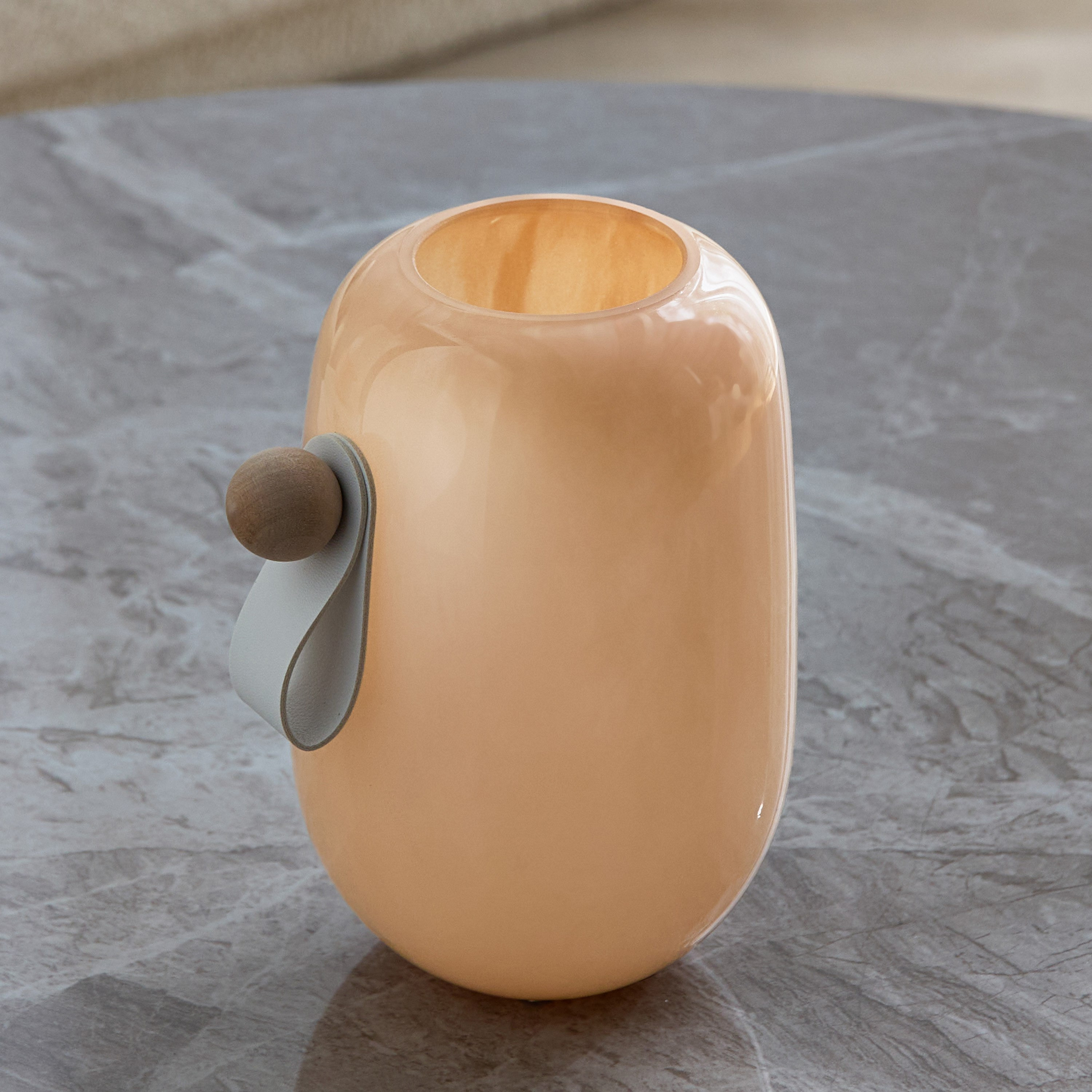 Auden Glass Vase with Leather Handle - 15x12x16 cm-hbxhomeware-hbxdecorandfurnishings-image-2