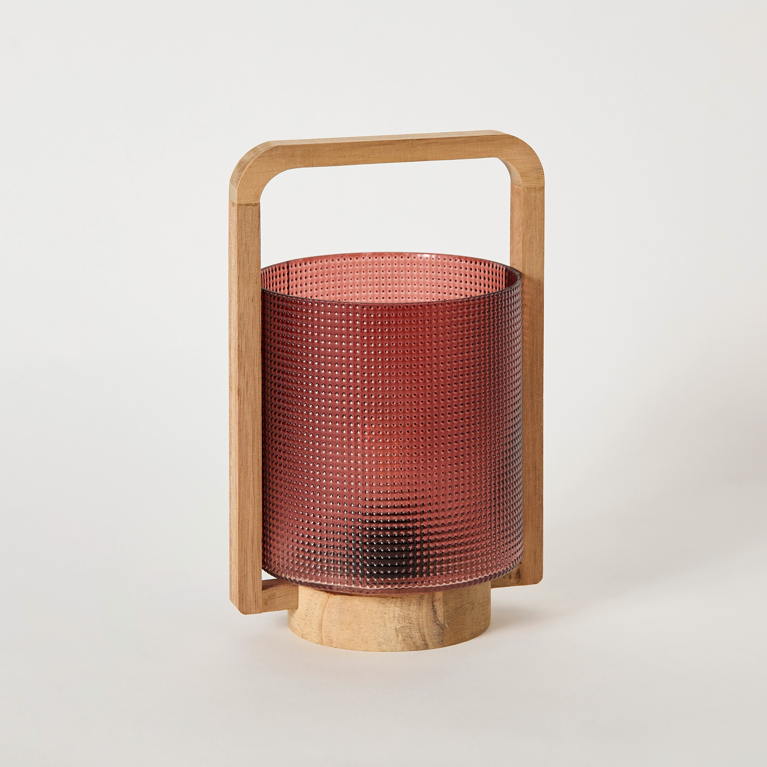 Auden Textured Glass Lantern with Wooden Handle - 13.7x11.8x23 cm-hbxdecorandfurnishings-homeaccessories-lanterns-image-6