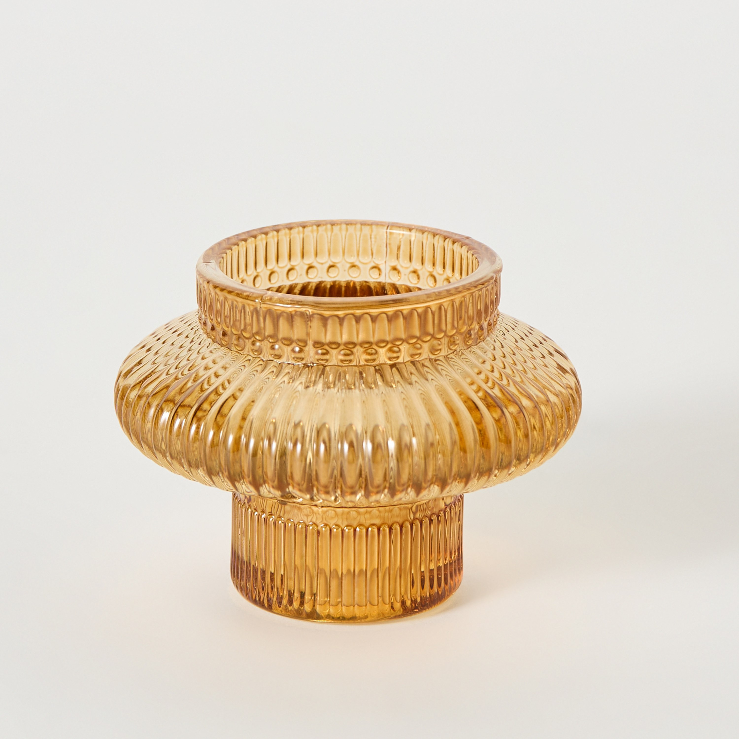 Auden Glass Ribbed Tealight Holder - 7.9x7.9x6 cm-hbxlivingroom-decorandaccessories-candleholders-image-5