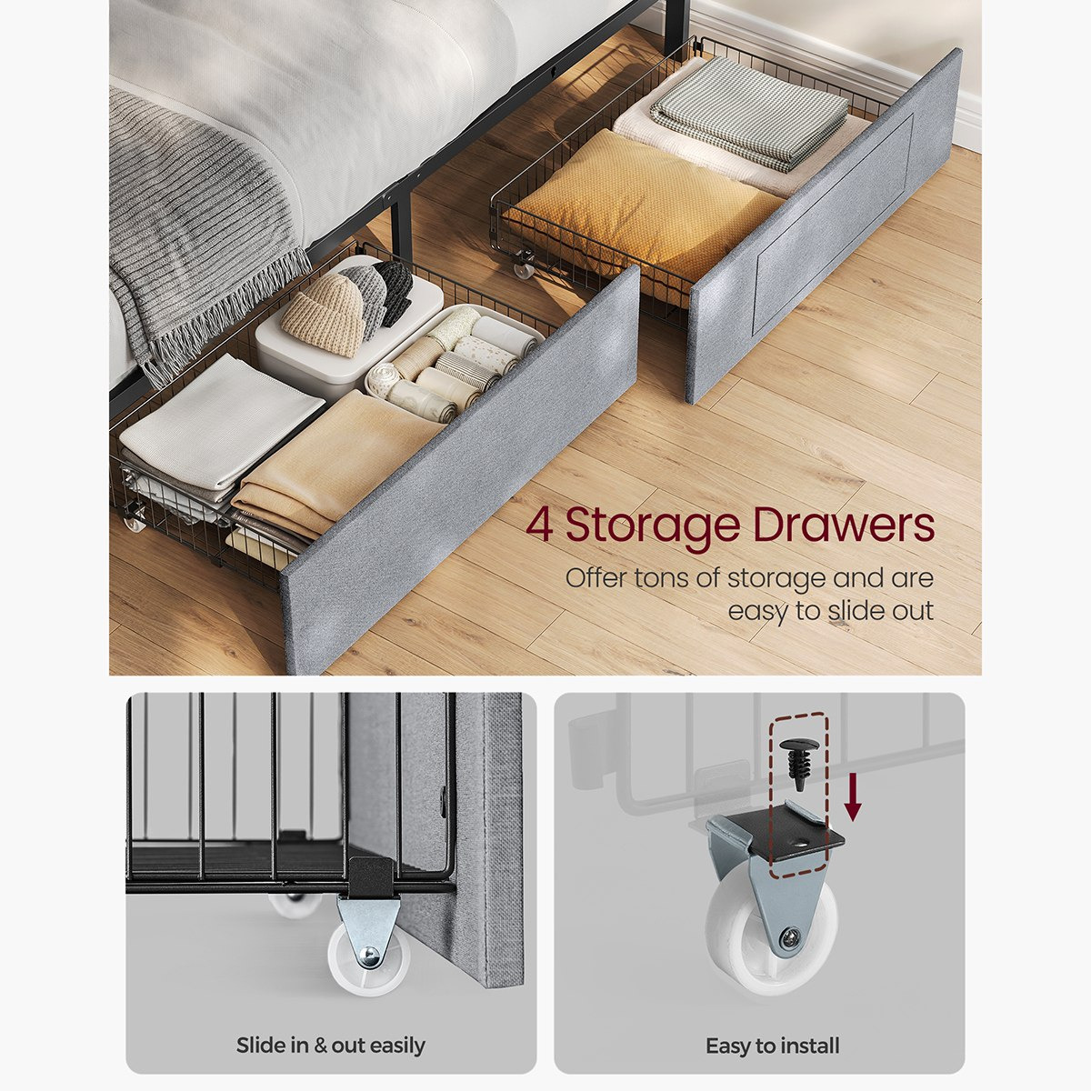 سرير كوين ذكي منجّد بـ4 أدراج من أينشتاين - 150x200 سم-hbxbedroom-bedsandbedsets-beds-queen-image-9