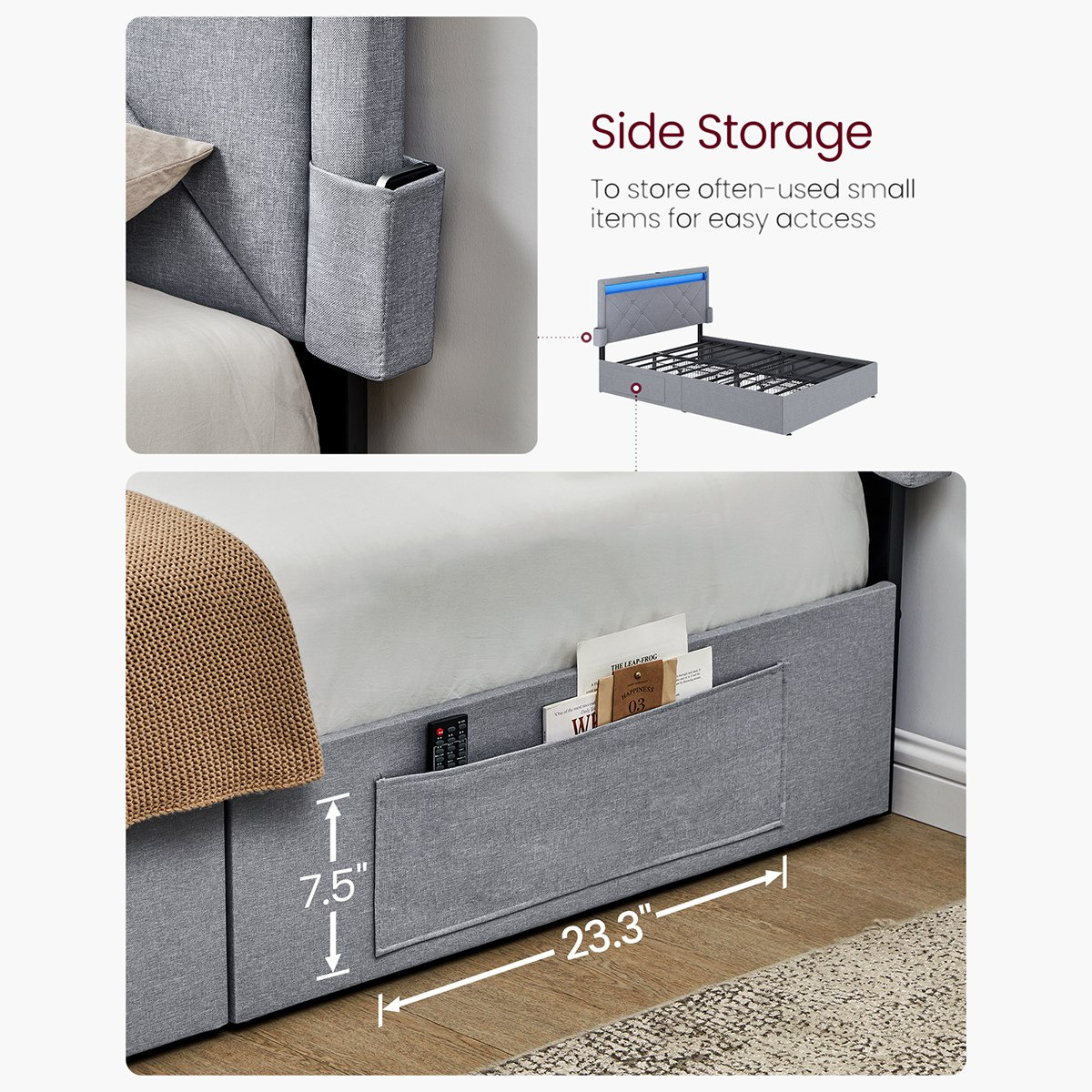 سرير كوين ذكي منجّد بـ4 أدراج من أينشتاين - 150x200 سم-hbxbedroom-bedsandbedsets-beds-queen-image-10