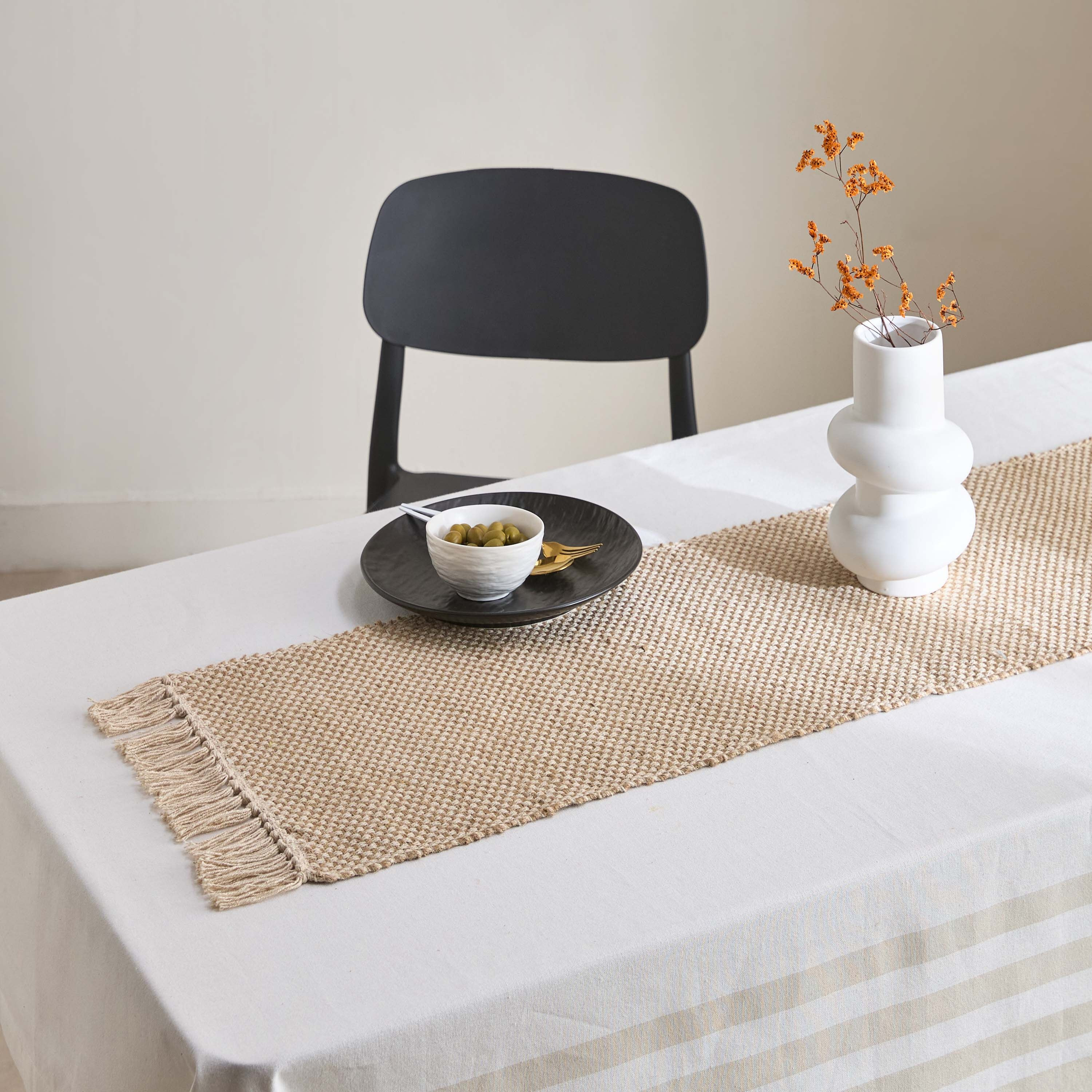 مفرش طاولة منسوج قطن جوت من تيرا- 35×120 سم-hbxdecorandfurnishings-homefurnishings-tablelinens-image-1