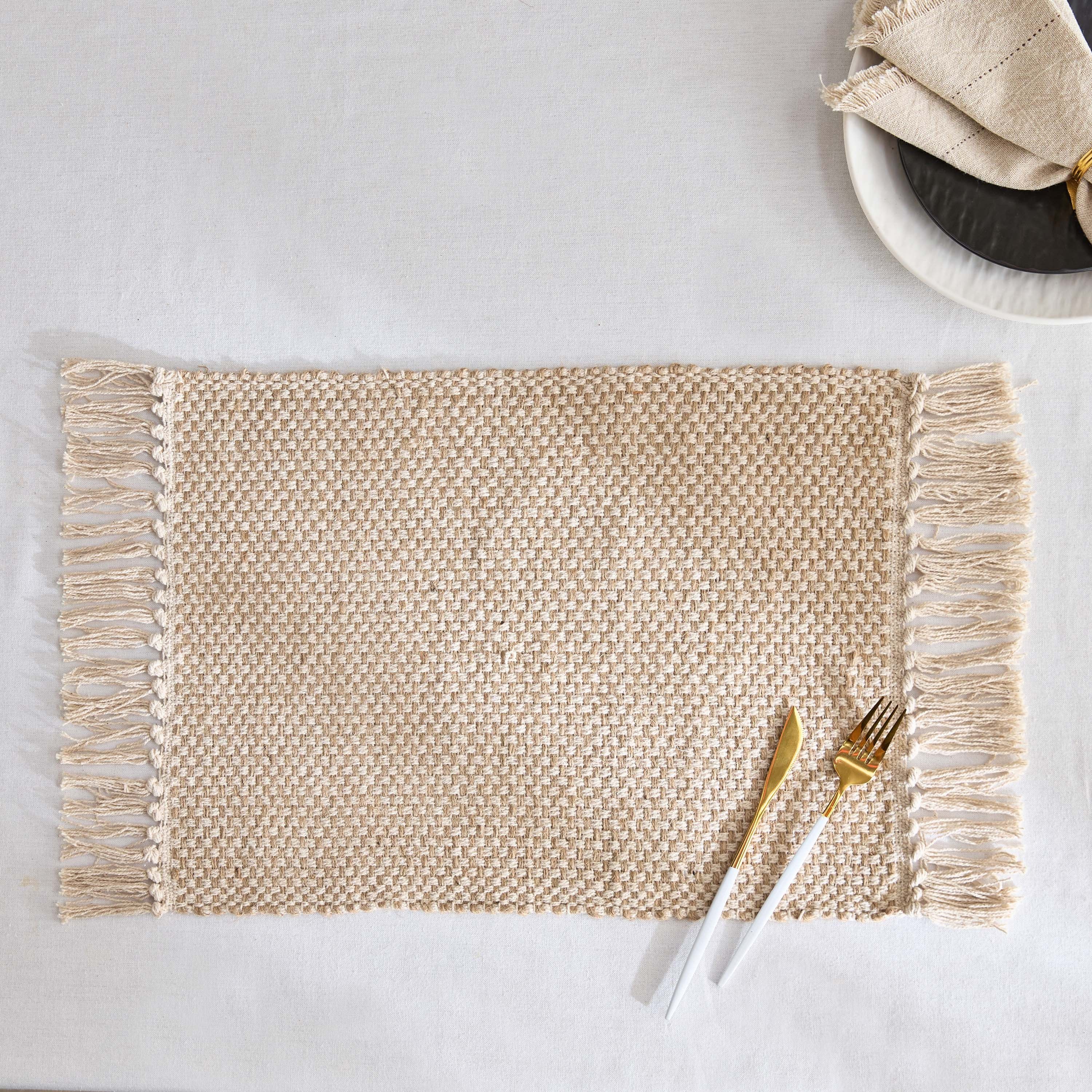 Terra Jute Cotton Woven Placemat - 35x48 cm-hbxdecorandfurnishings-homefurnishings-tablelinens-image-1