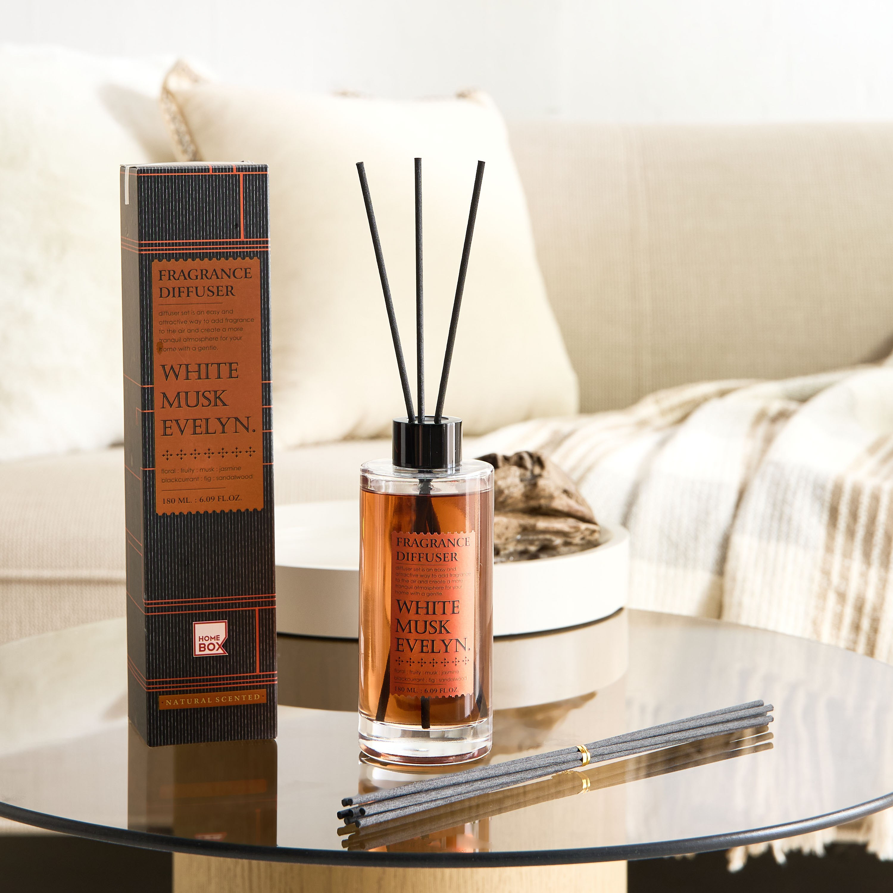 موزع عطور بأعواد خشبية برائحة إيفلين المسك الأبيض من آبي - 180 مل-hbxbedroom-homefragrance-diffusers-image-1