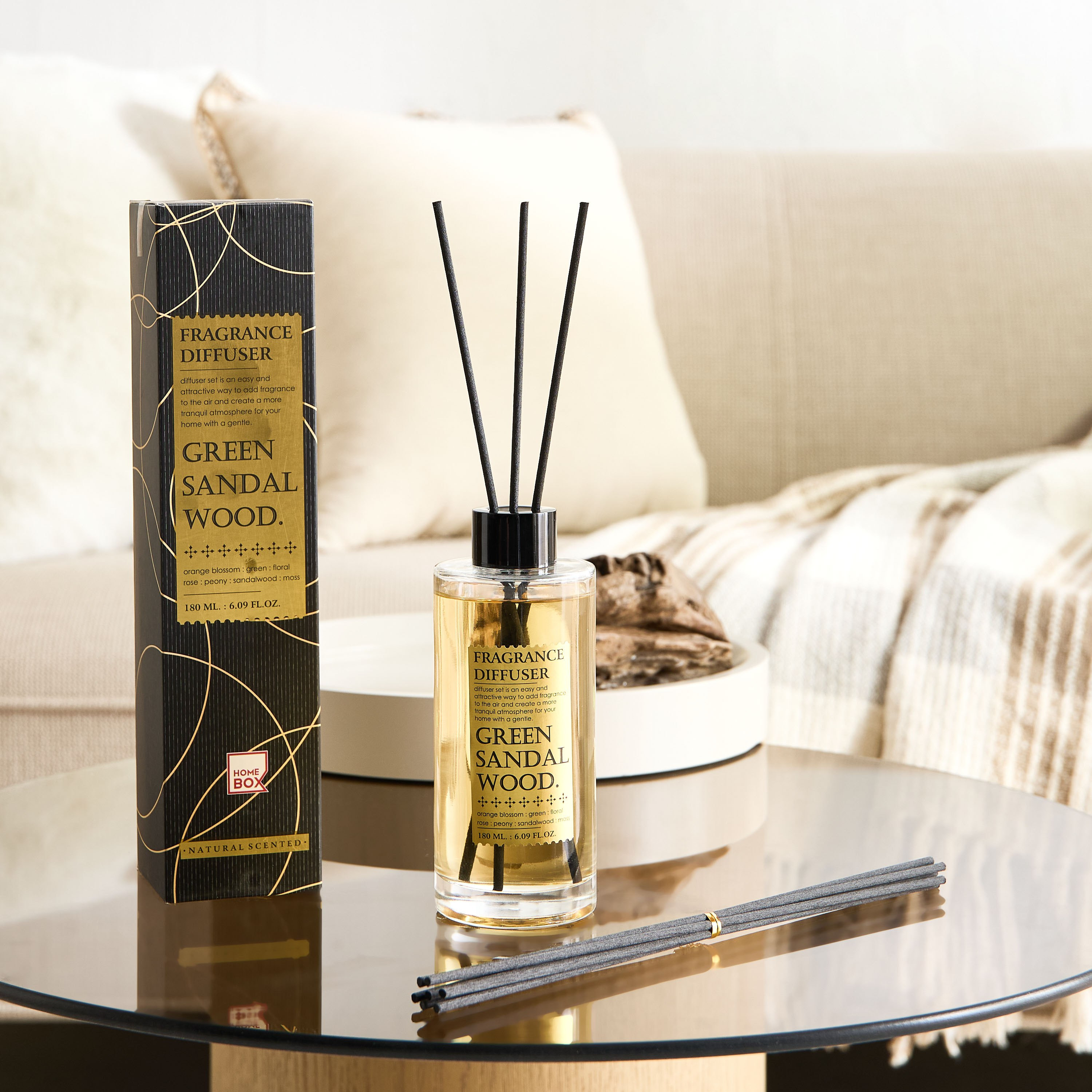 Abbey Green Sandalwood Fragrance Reed Diffuser - 180 ml-hbxbedroom-homefragrance-diffusers-image-1