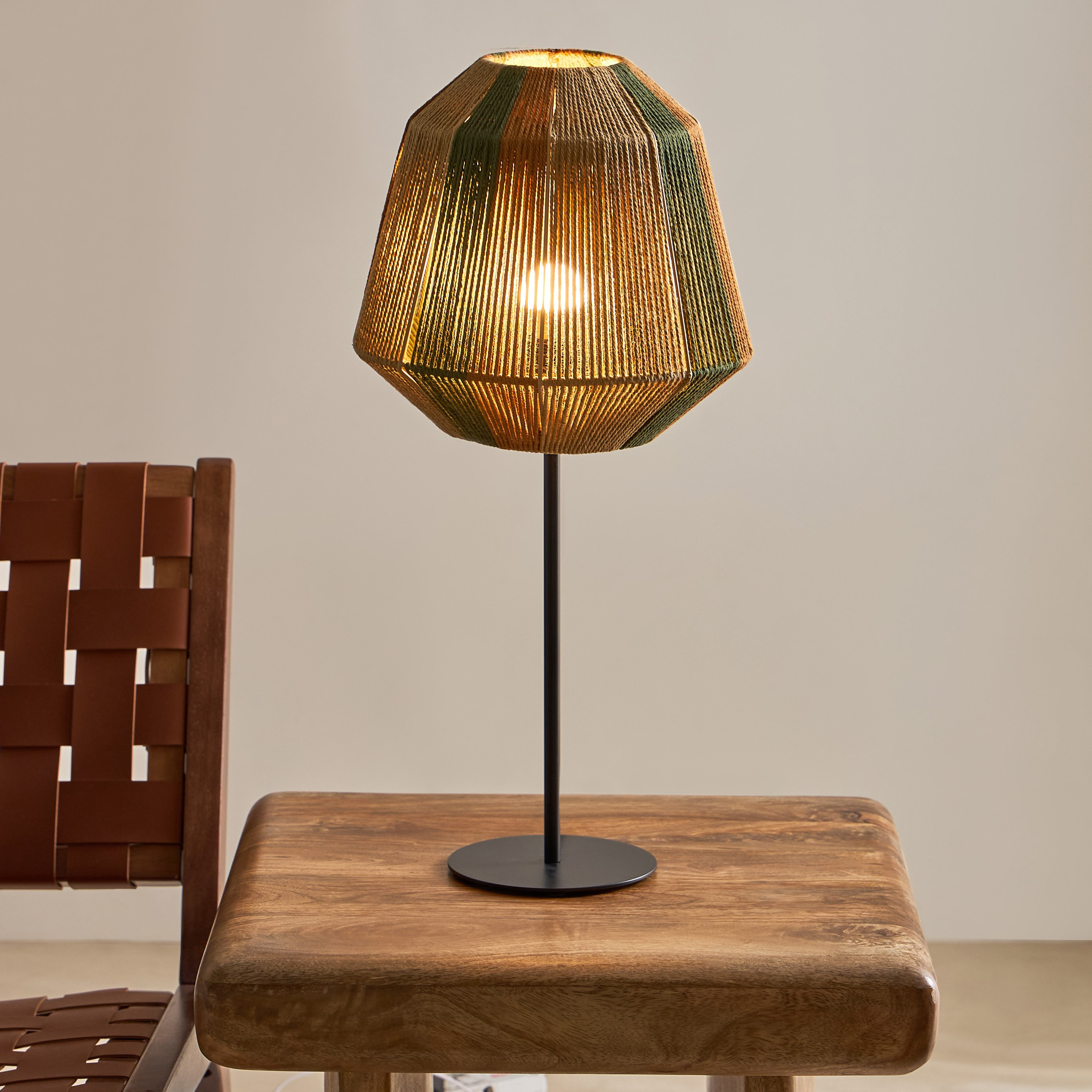 مصباح طاولة معدن إي27 مع غطاء حبل قطني من كوليت - 29x29x59.5 سم-hbxbedroom-lighting-tablelamps-image-2