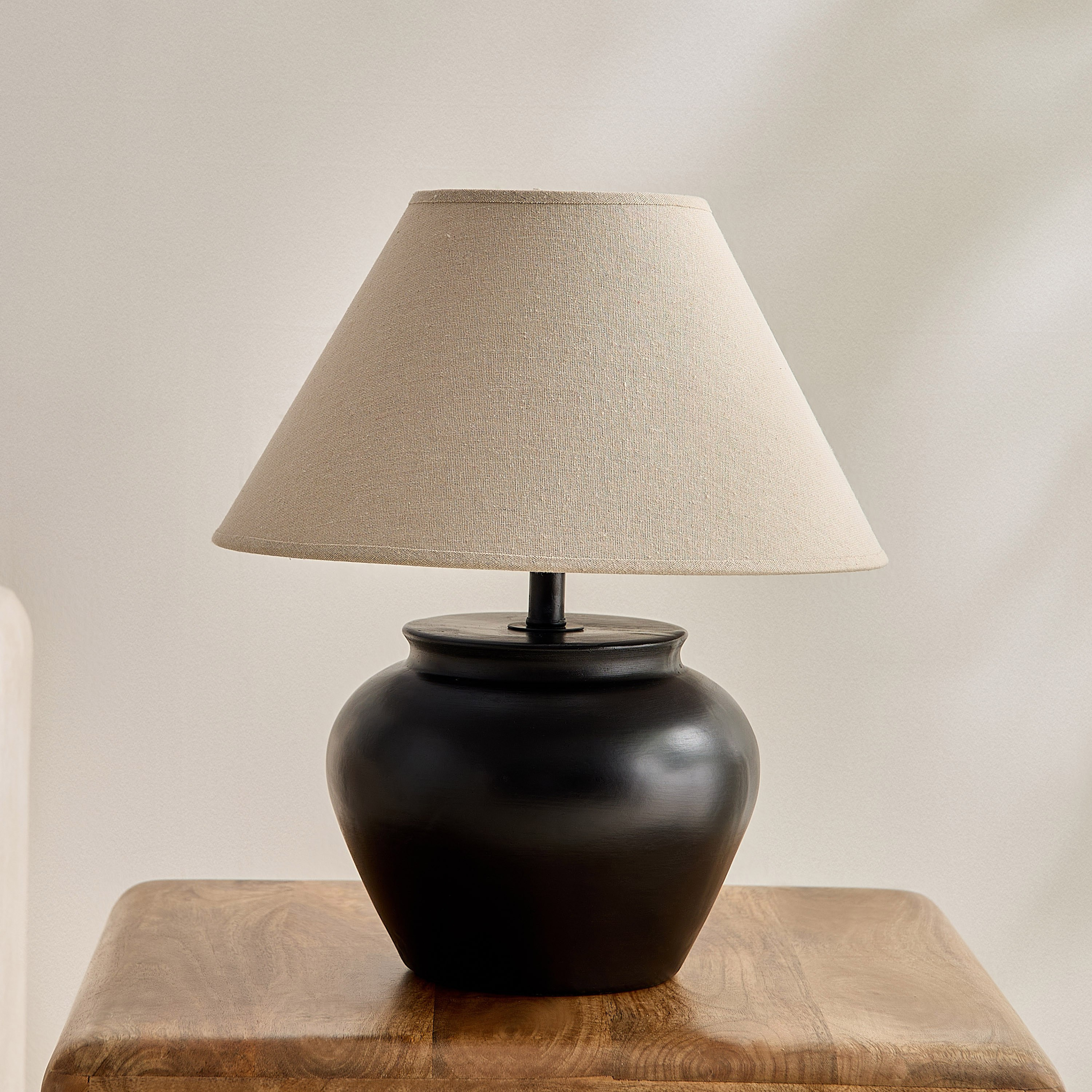 Collett Ceramic Table Lamp with Linen Shade - 30x30x43.5 cm-PROMO_HB_AE_B1G1_250925-image-1