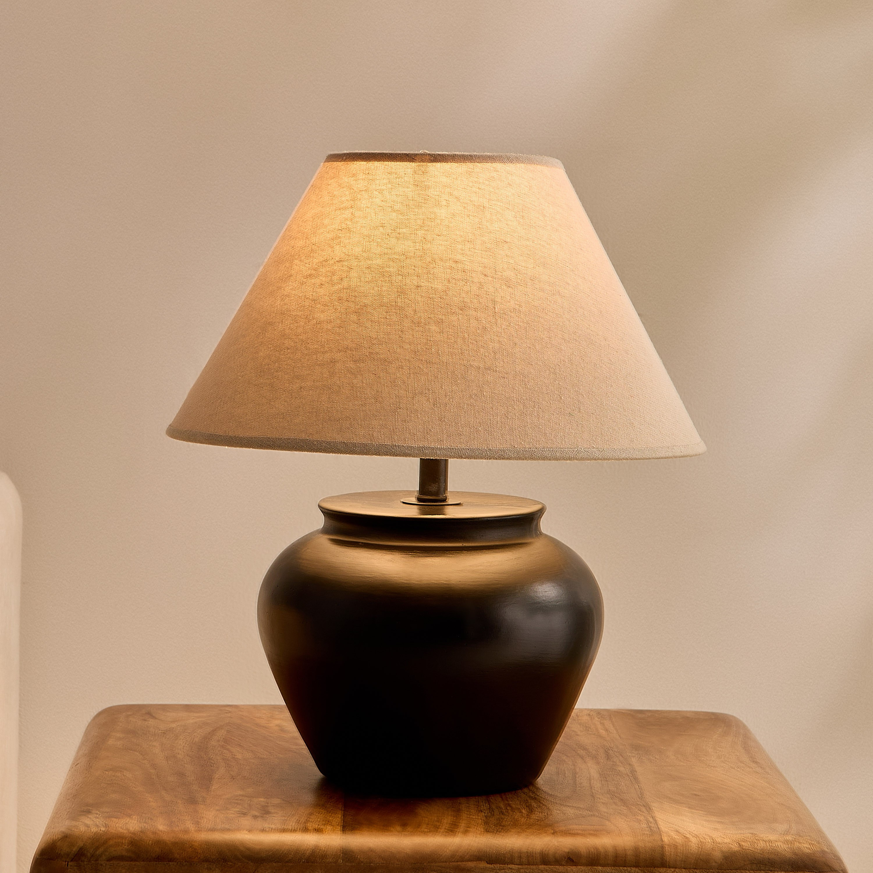Collett Ceramic Table Lamp with Linen Shade - 30x30x43.5 cm-PROMO_HB_AE_B1G1_250925-image-2