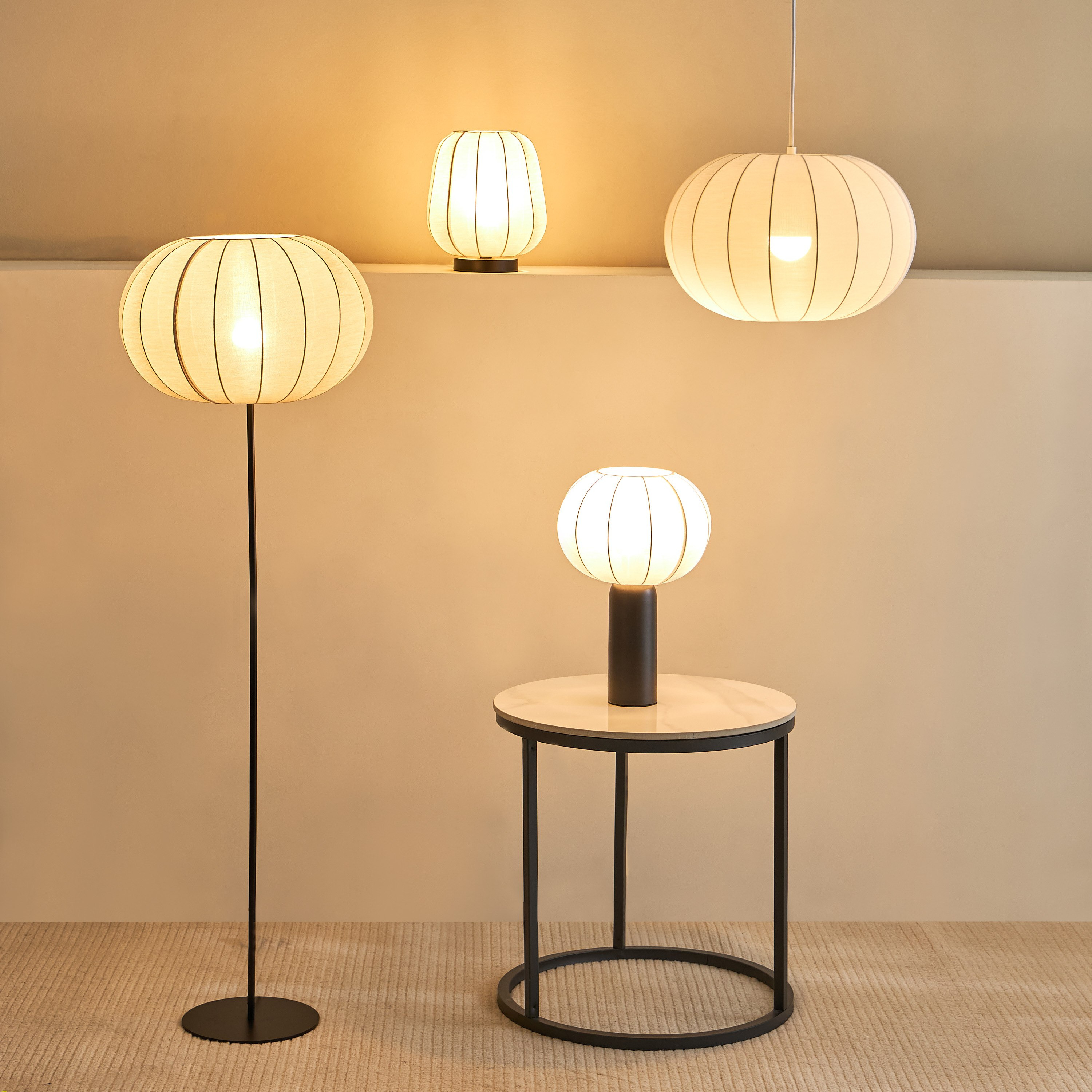 Collett E27 Metal Frame Pendant Lamp with Fabric Shade - 40x40x26 cm-hbxhomeware-hbxlivingroom-image-5