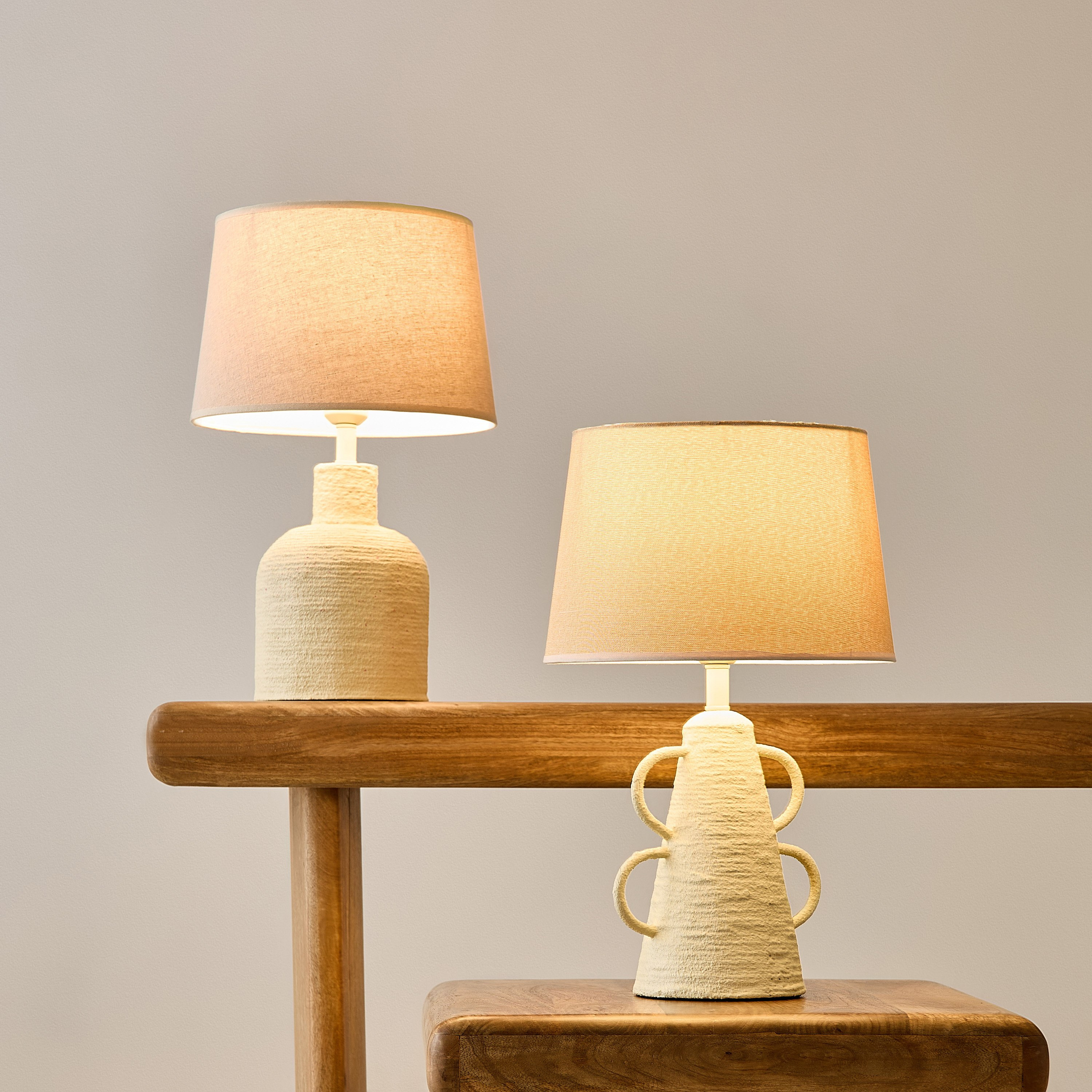 Collett Paper Mache E27 Table Lamp with Linen Shade - 30x30x49.5 cm-hbxbedroom-lighting-tablelamps-image-6