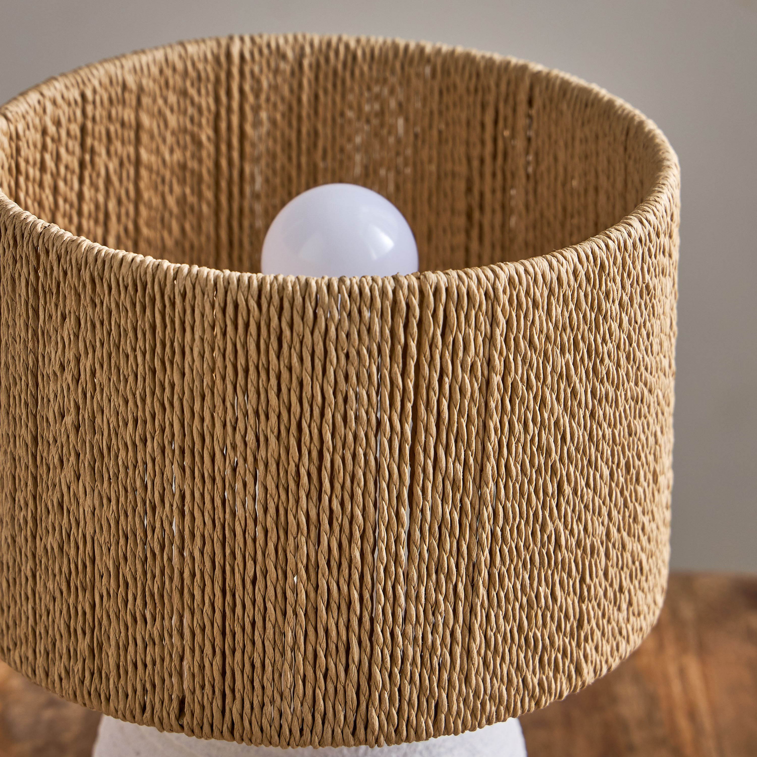 Collett E27 Paper Mache Table Lamp with Rope Shade - 20.5x20.5x26 cm-hbxbedroom-lighting-tablelamps-image-3