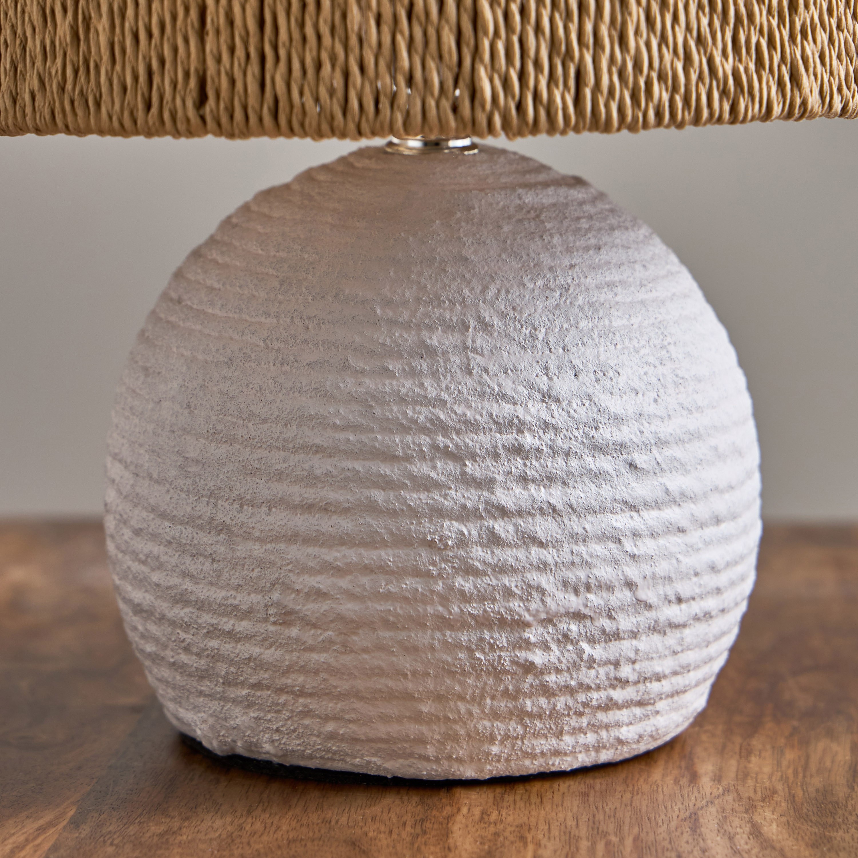 Collett E27 Paper Mache Table Lamp with Rope Shade - 20.5x20.5x26 cm-hbxbedroom-lighting-tablelamps-image-4