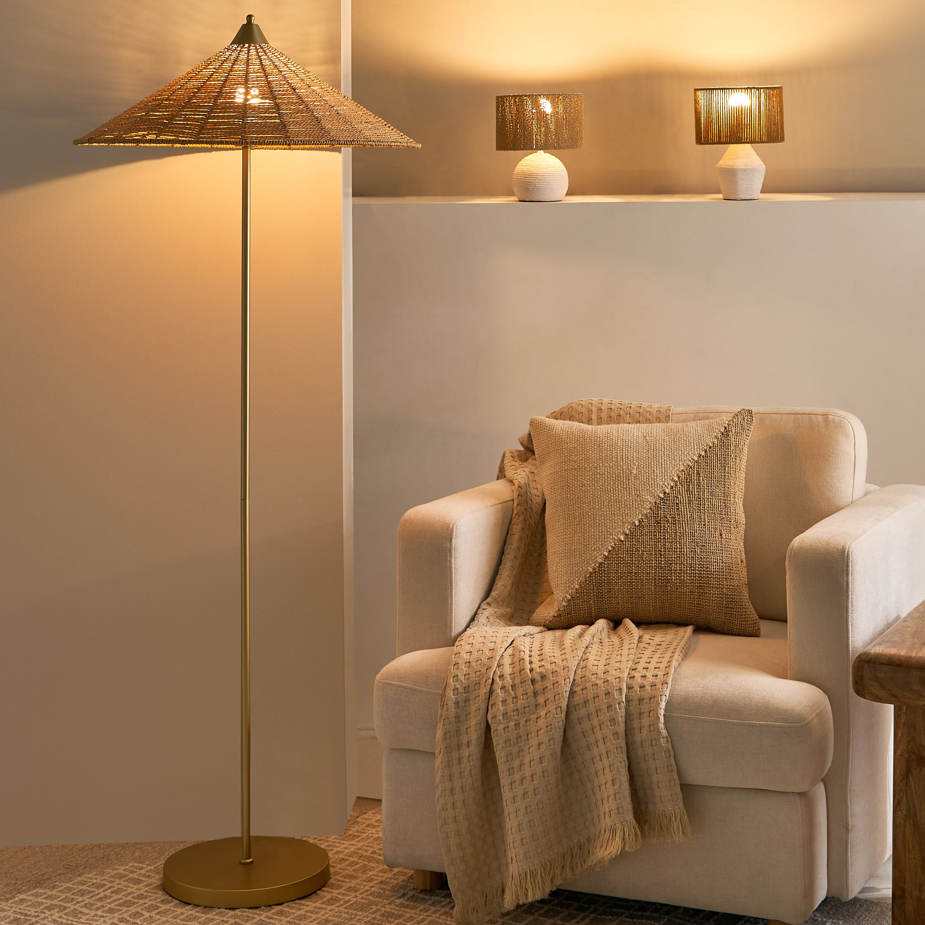 Collett E27 Paper Mache Table Lamp with Rope Shade - 20.5x20.5x26 cm-hbxbedroom-lighting-tablelamps-image-6