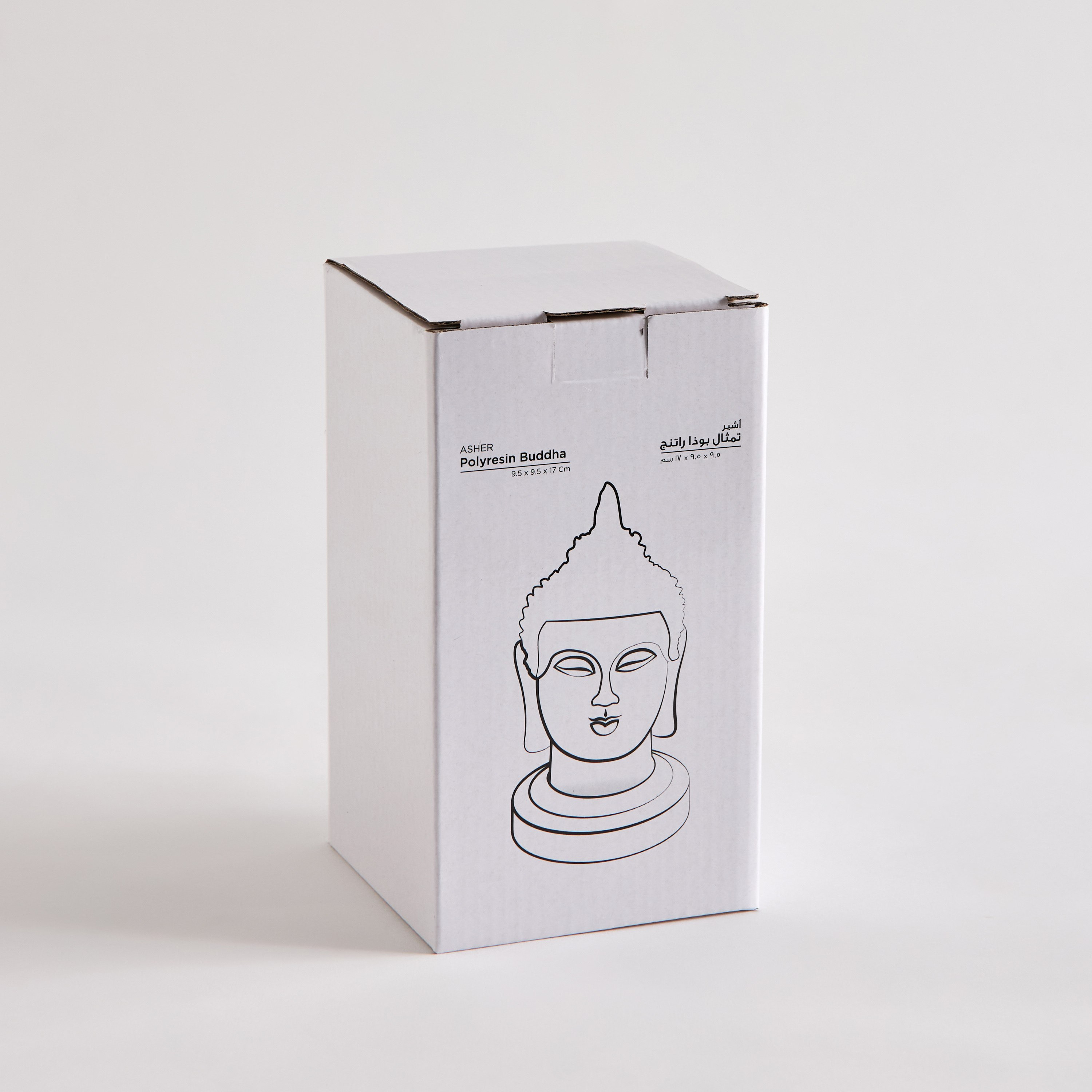 Asher Polyresin LED Light Buddha Head on Wooden Base - 9.5x9.5x17 cm-hbxhomeware-homedecor-figurinesandornaments-image-5