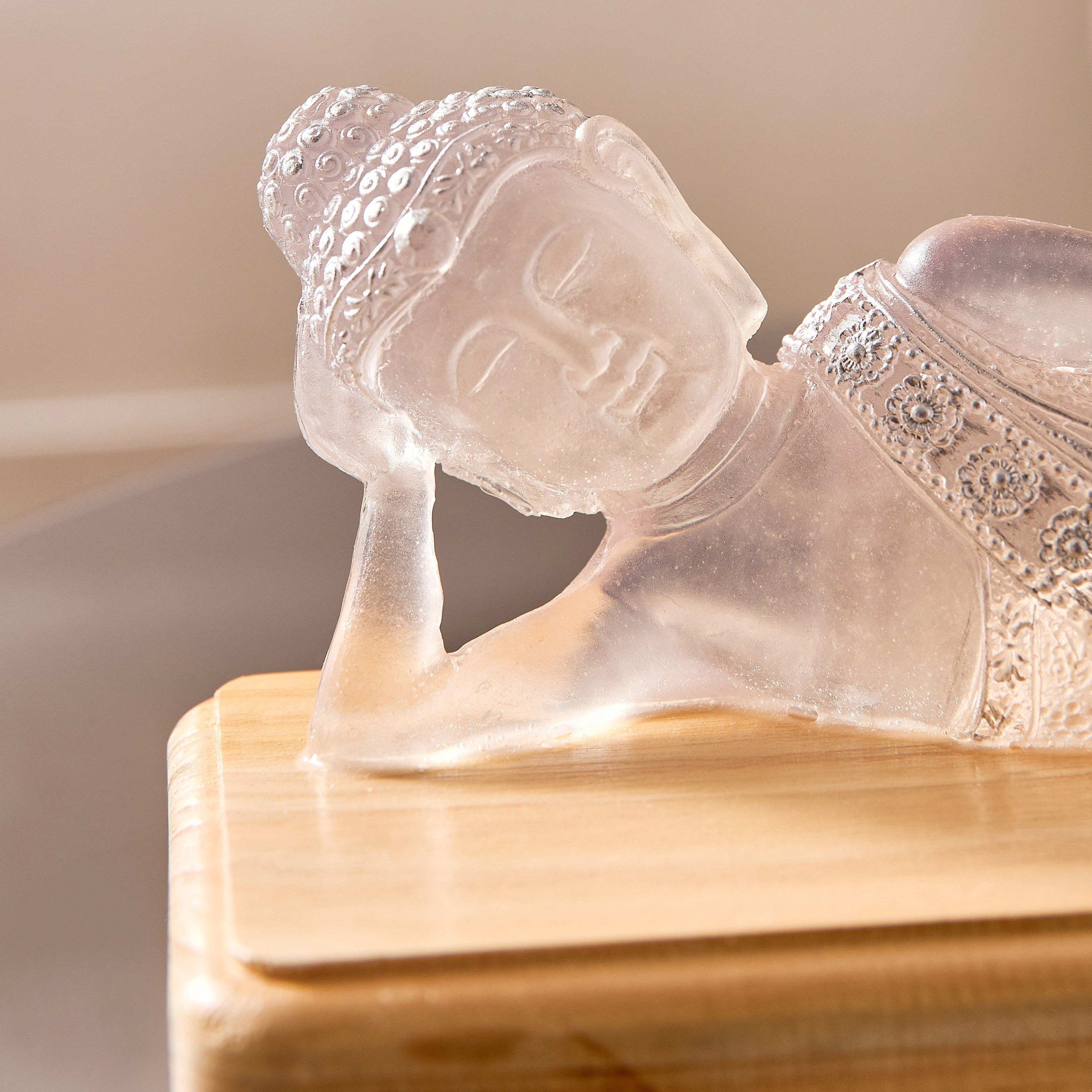 Asher Polyresin Resting Buddha with LED Accent on Wooden Base - 31x11x9.5 cm-hbxhomeware-homedecor-figurinesandornaments-image-3