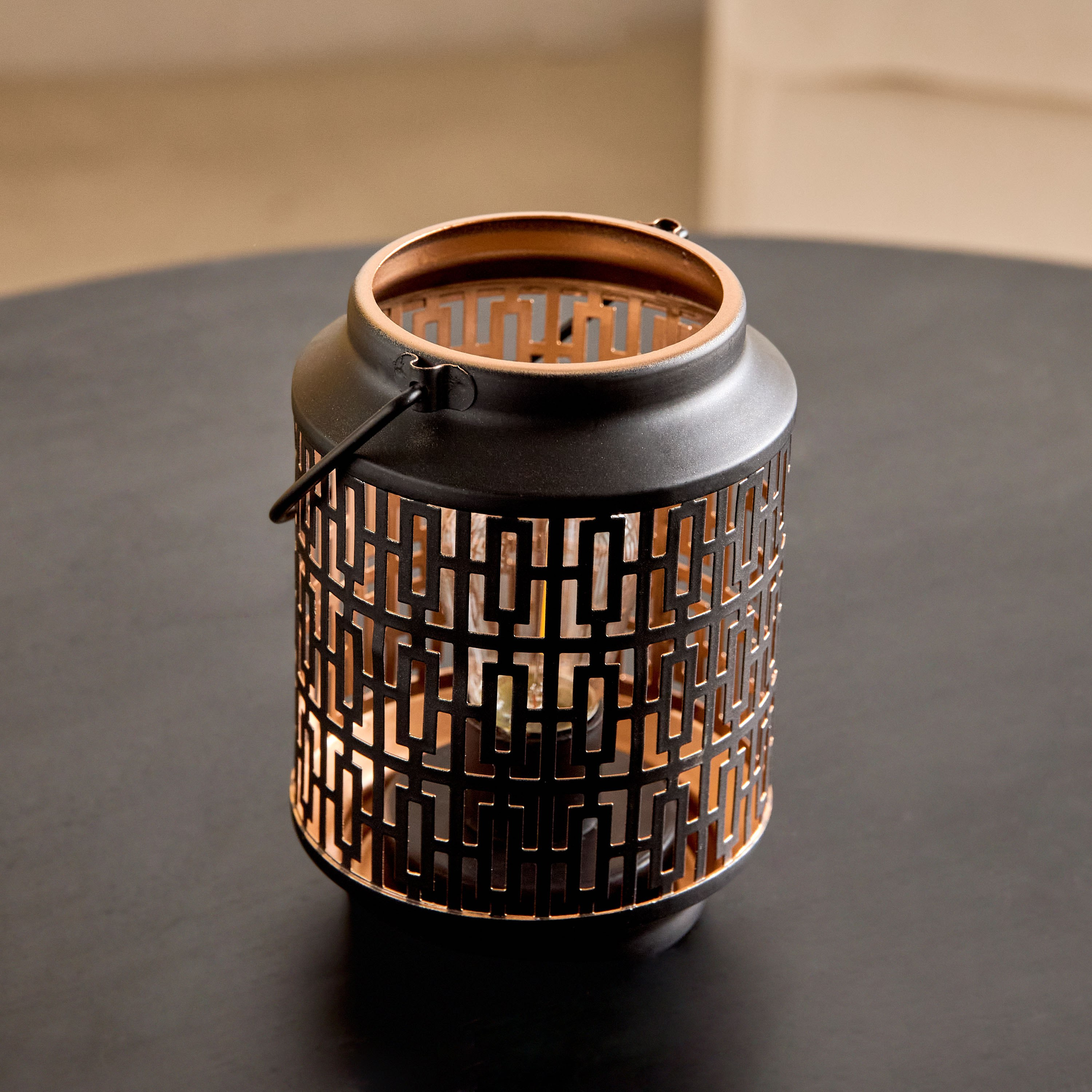 Asher Metal Cutout LED Lantern - 10.7x10.1x14.5 cm-hbxdecorandfurnishings-homeaccessories-lanterns-image-2