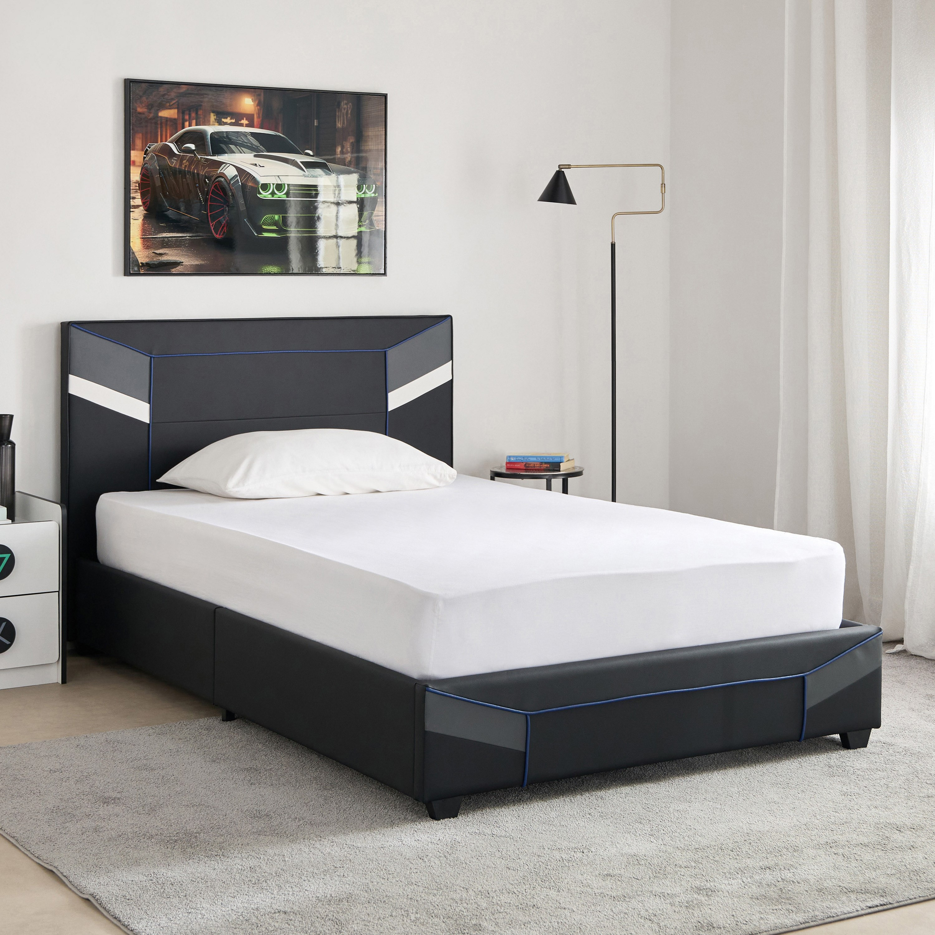 سرير ألعاب توين ذكي منجّد - جيمرز من موڤو - 120x200 سم-hbxbedroom-bedsandbedsets-upholsteredbeds-twin-image-1