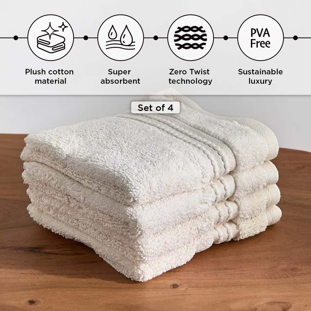 Cloud Soft Serene Zero Twist 4-Piece Face Towel Set - 30x30 cm-hbxbathroom-bathroomtextiles-image-4