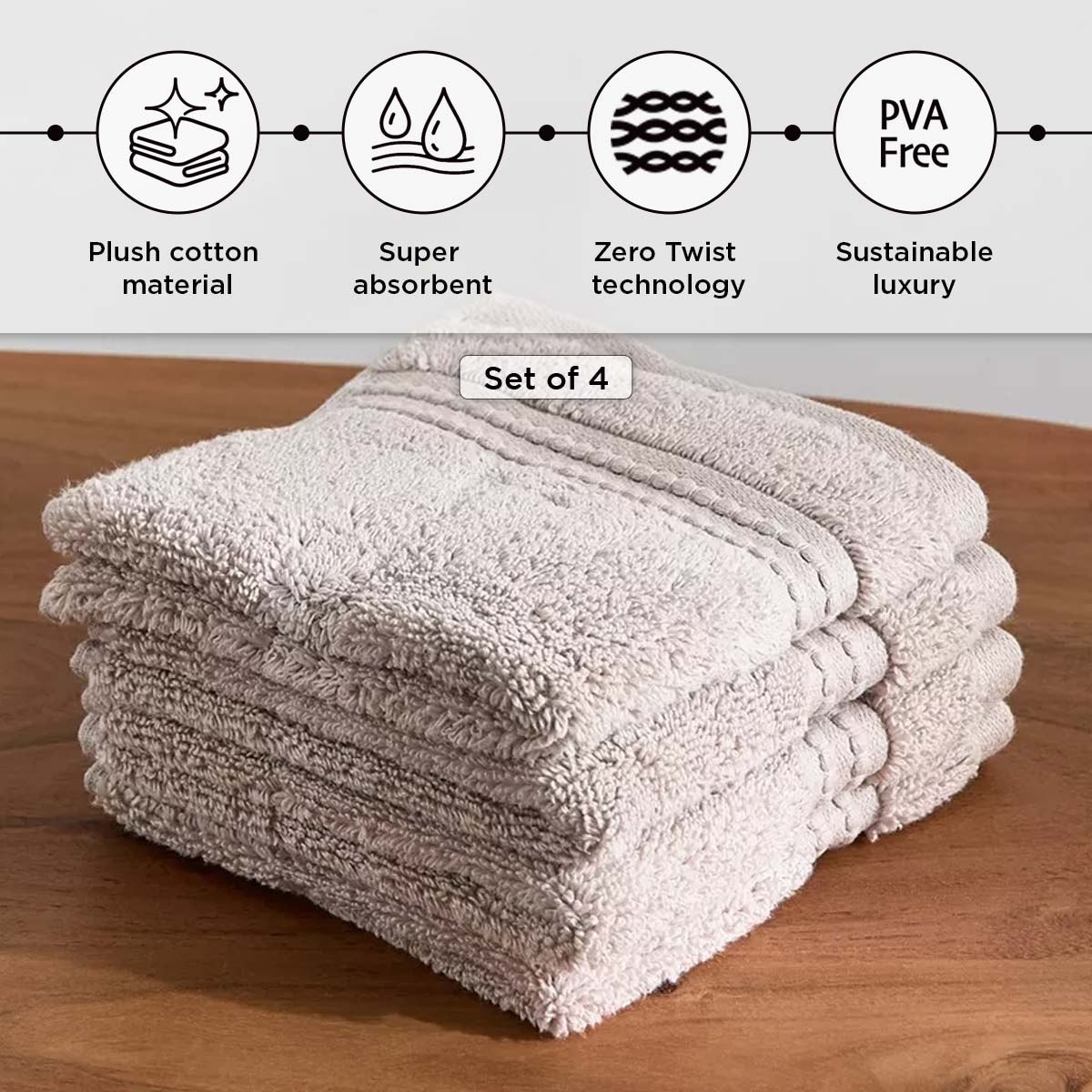 Cloud Soft Serene Zero Twist 4-Piece Face Towel Set - 30x30 cm-hbxbathroom-bathroomtextiles-image-4