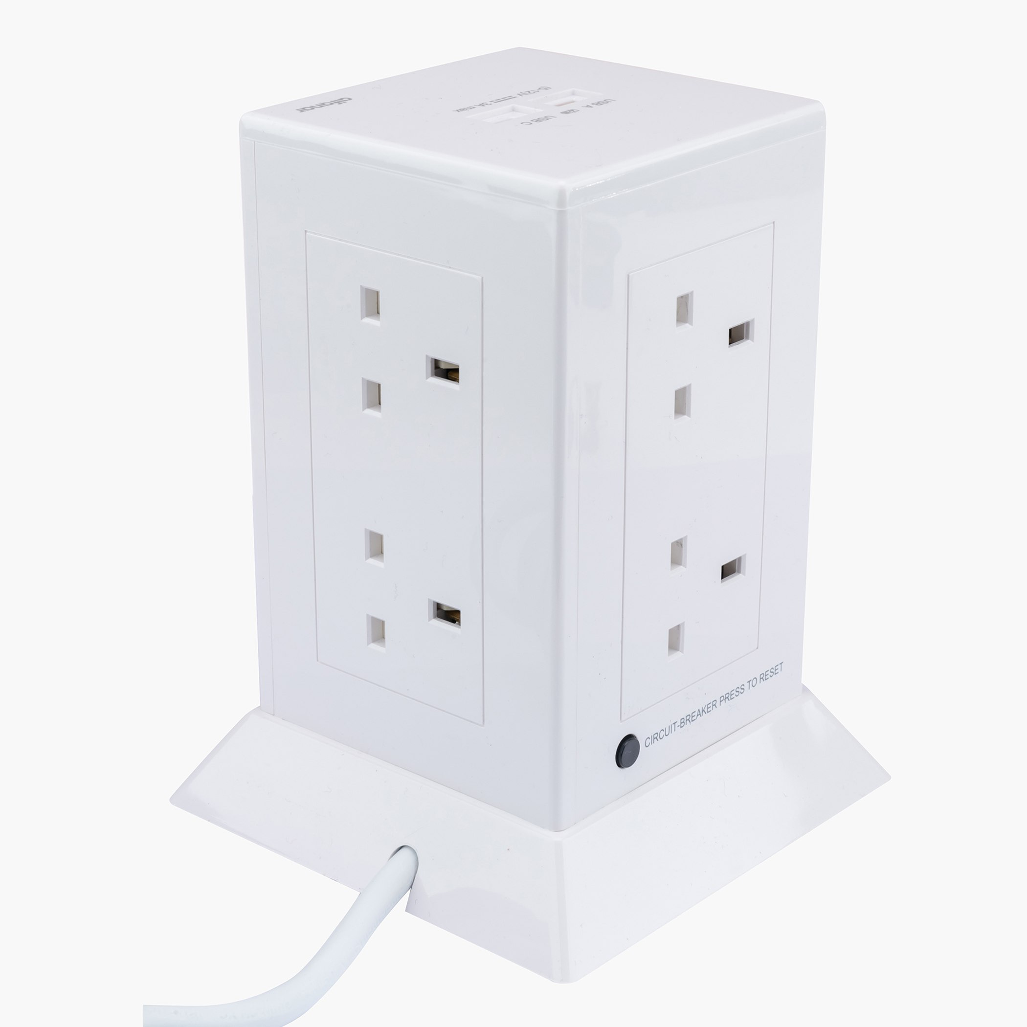 Alfanar Cord Extension Tower with 8 Sockets and 2 USB Type A & C - 3 m-hbxbedroom-lighting-lightingaccessories-image-1
