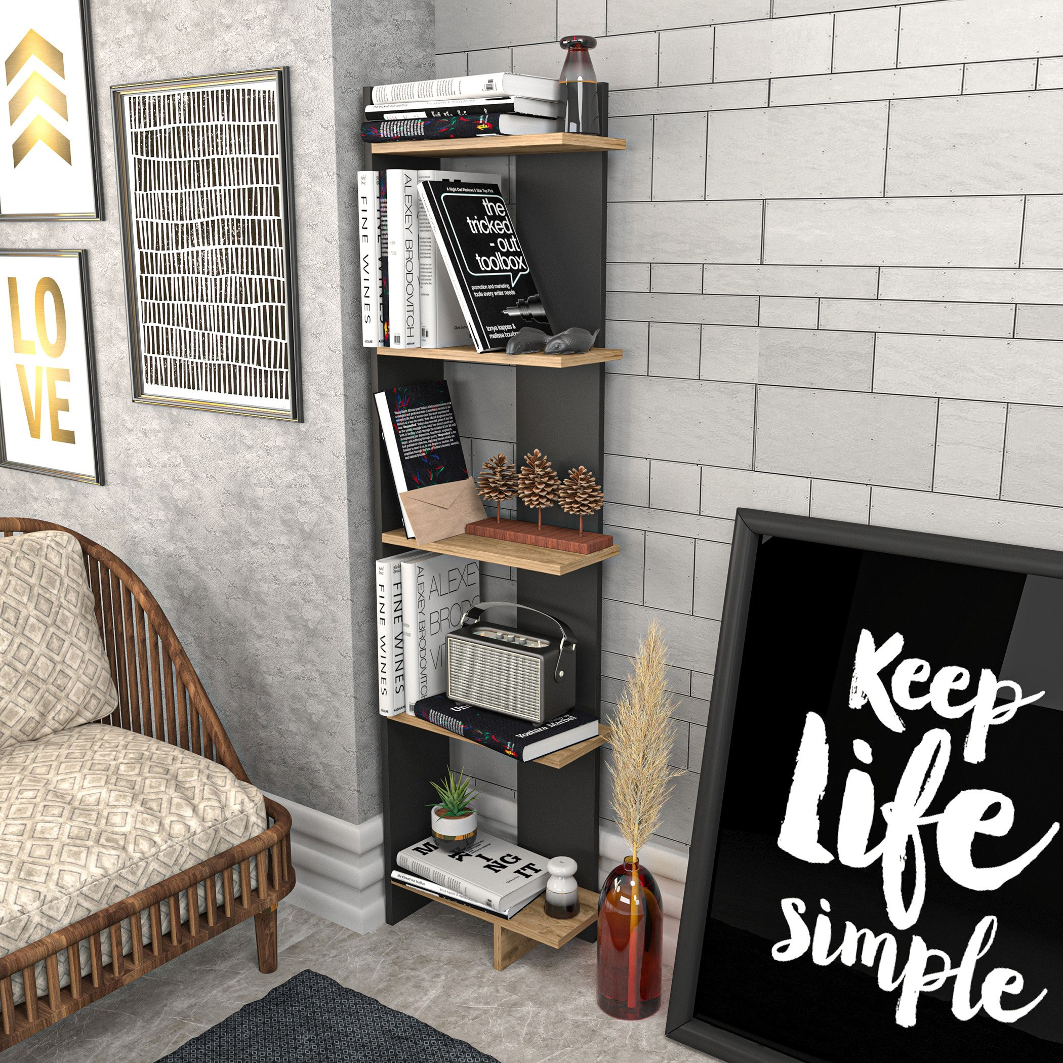 خزانة كتب ركنيّة 5 مستويات من مودوليكس ألفا-hbxfurniture-office-bookcases-image-2