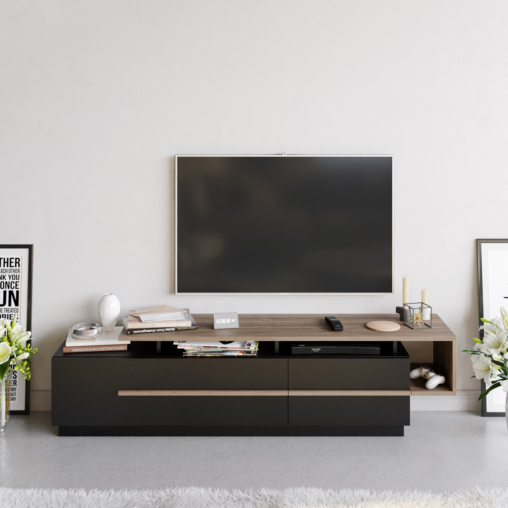 Modulix Ohio 1.8 Metre TV Unit for TVs up to 75 inches-hbxlivingroom-mediaunitsandstorage-tvunits-image-1