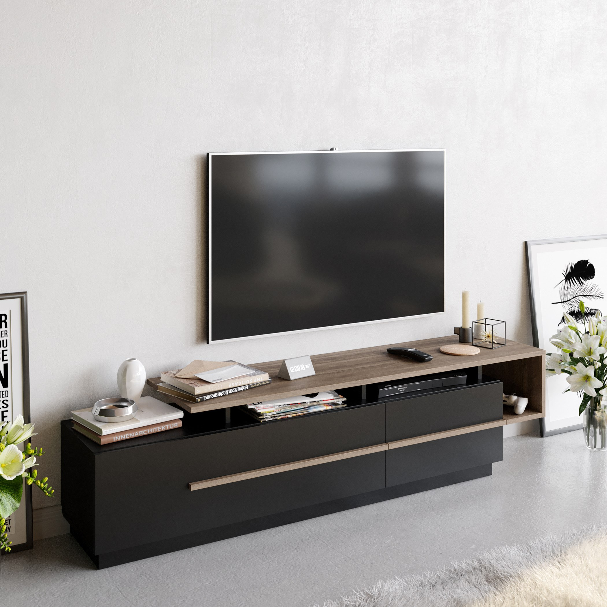 Modulix Ohio 1.8 Metre TV Unit for TVs up to 75 inches-hbxlivingroom-mediaunitsandstorage-tvunits-image-2