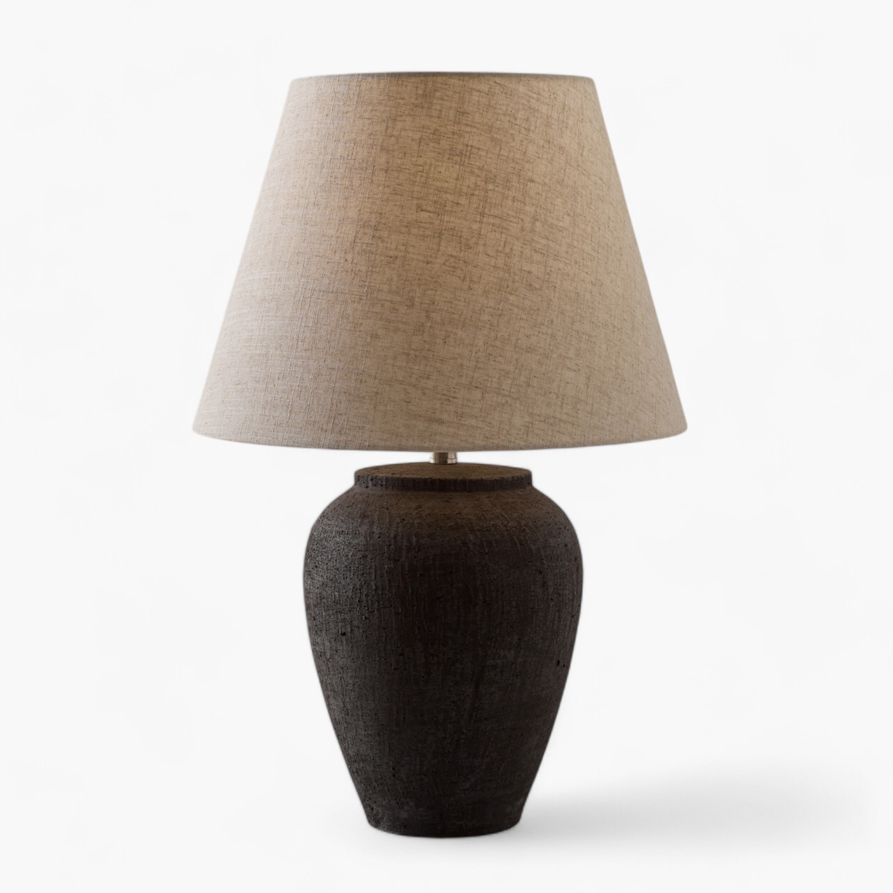 مصباح طاولة بقاعدة فخار وغطاء كتان من ناش - 35x52 سم-hbxbedroom-lighting-tablelamps-image-7