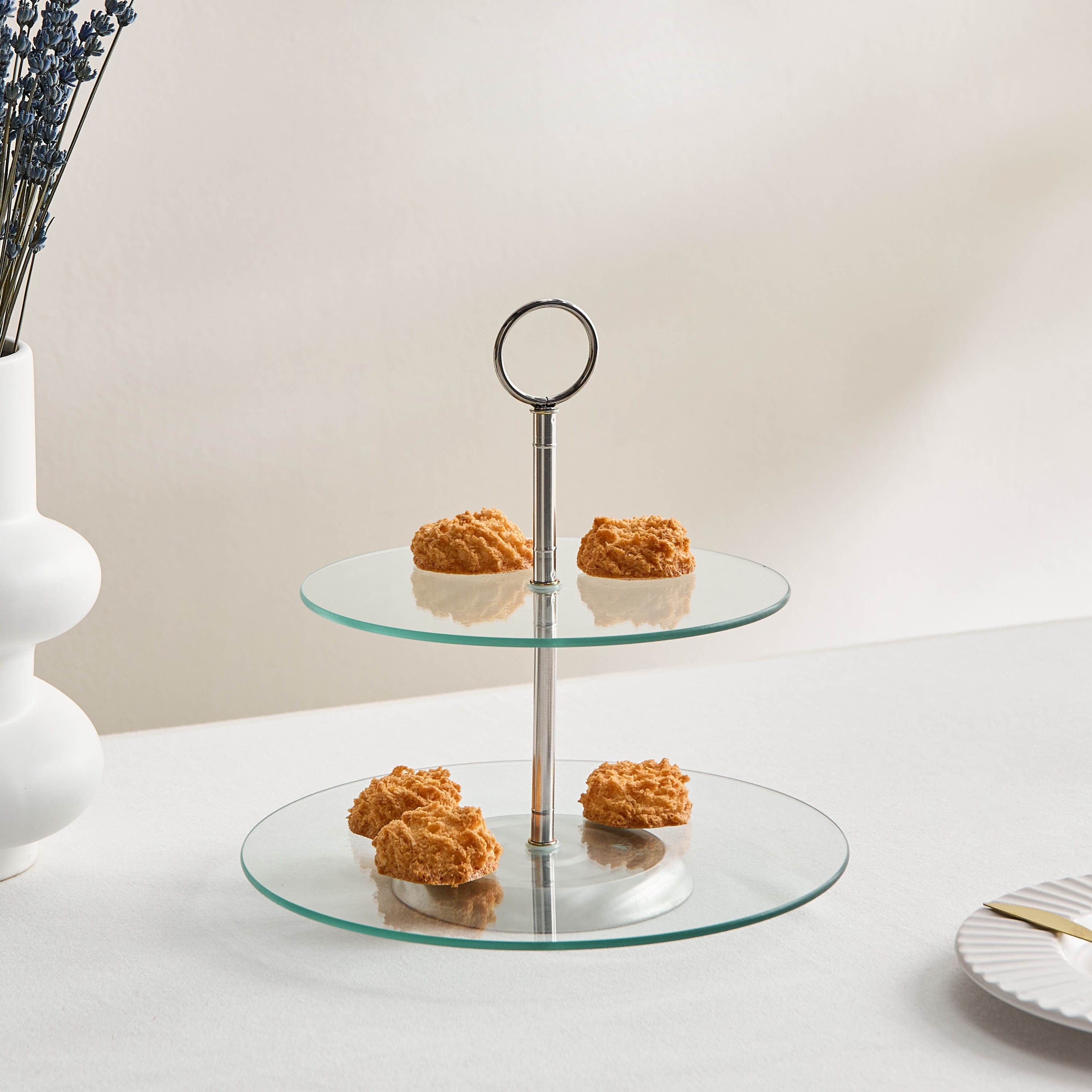 Coral 2-Tier Glass Cake Stand-hbxdecorandfurnishings-tabletop-serveware-image-1