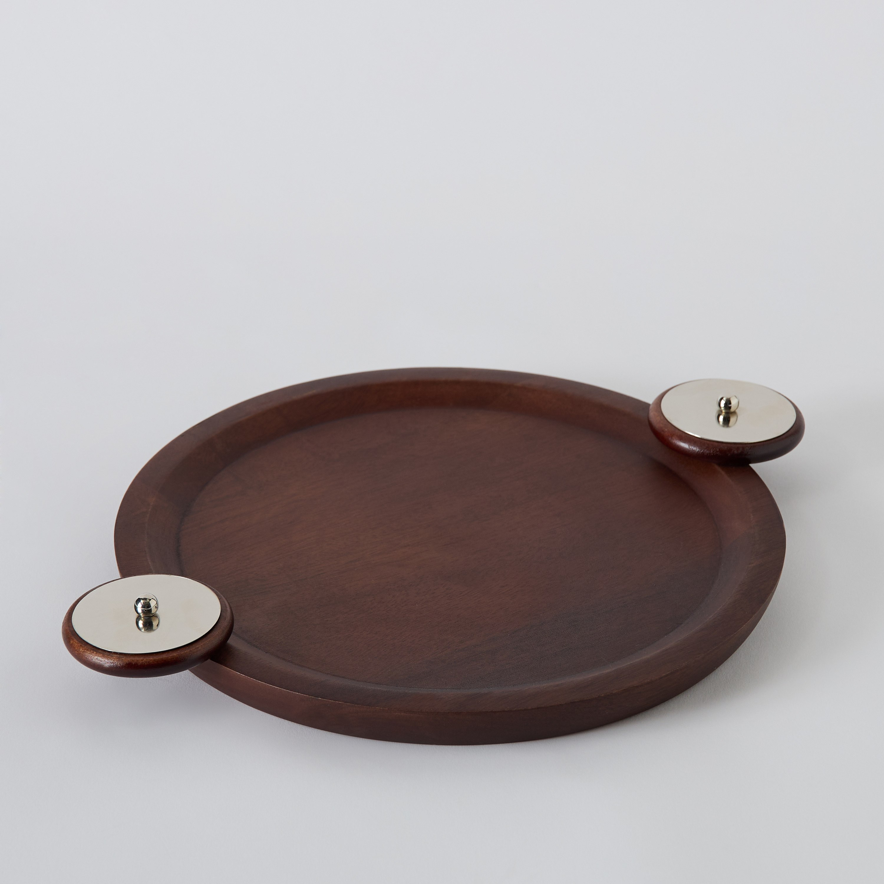 Obje Wooden Round Tray with Wheel Handle - 38 cm-hbxdecorandfurnishings-tabletop-serveware-image-6