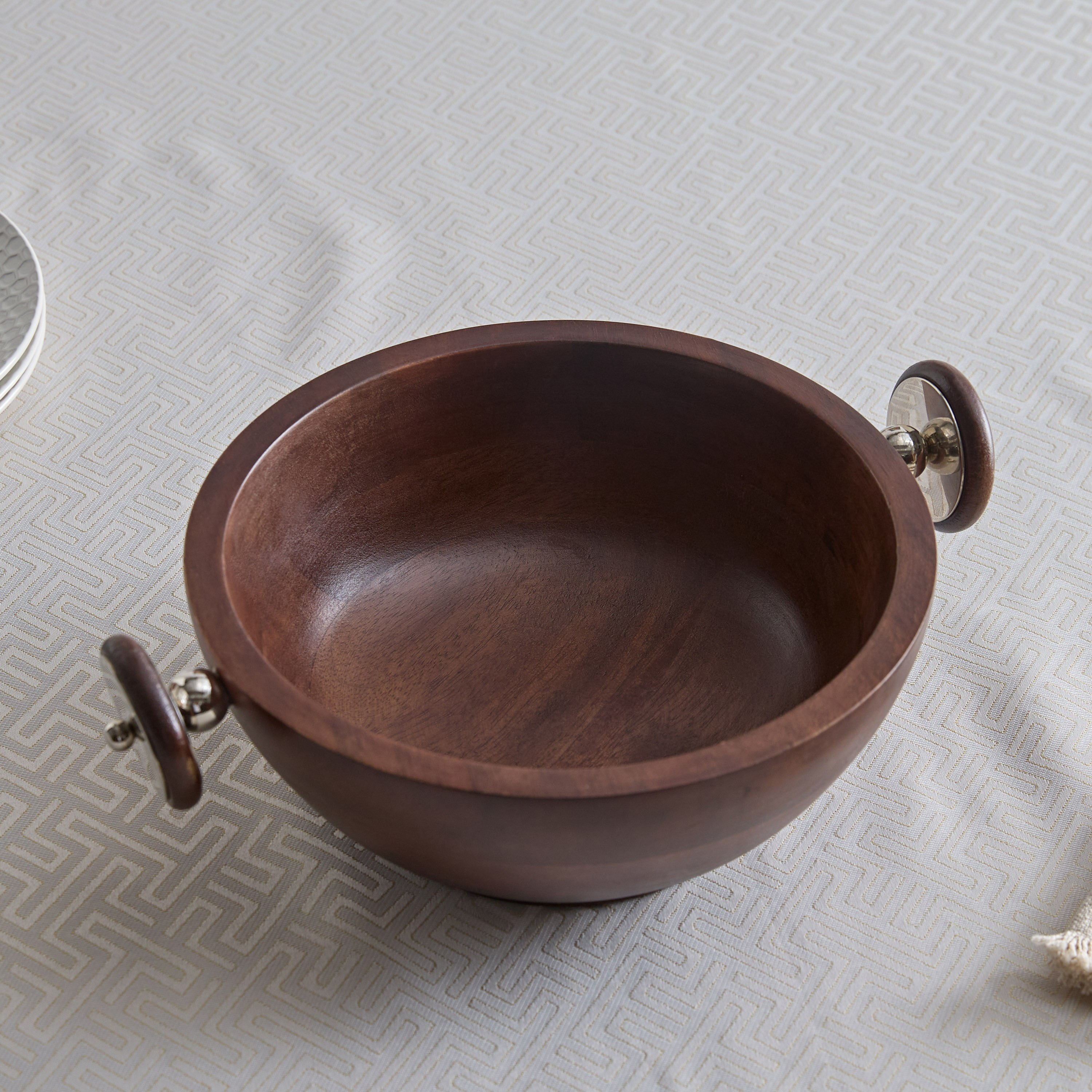 Obje Wooden Bowl with Wheel Handle - 33 cm-hbxdecorandfurnishings-tabletop-serveware-image-2