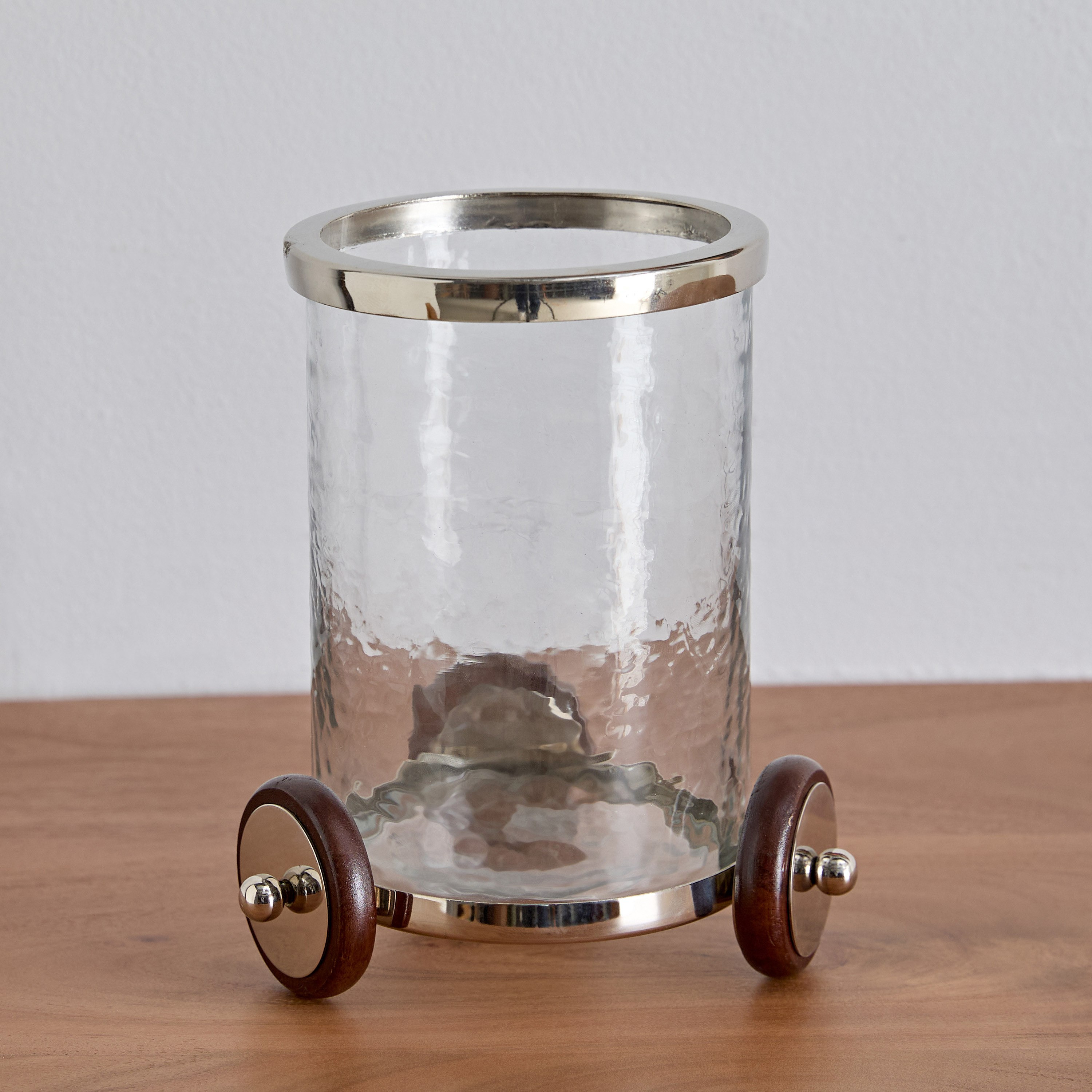 حامل شموع صغيرة فانوس زجاج مع قاعدة بعجلات من أورا - 15x15x19 سم-hbxlivingroom-decorandaccessories-candleholders-image-1