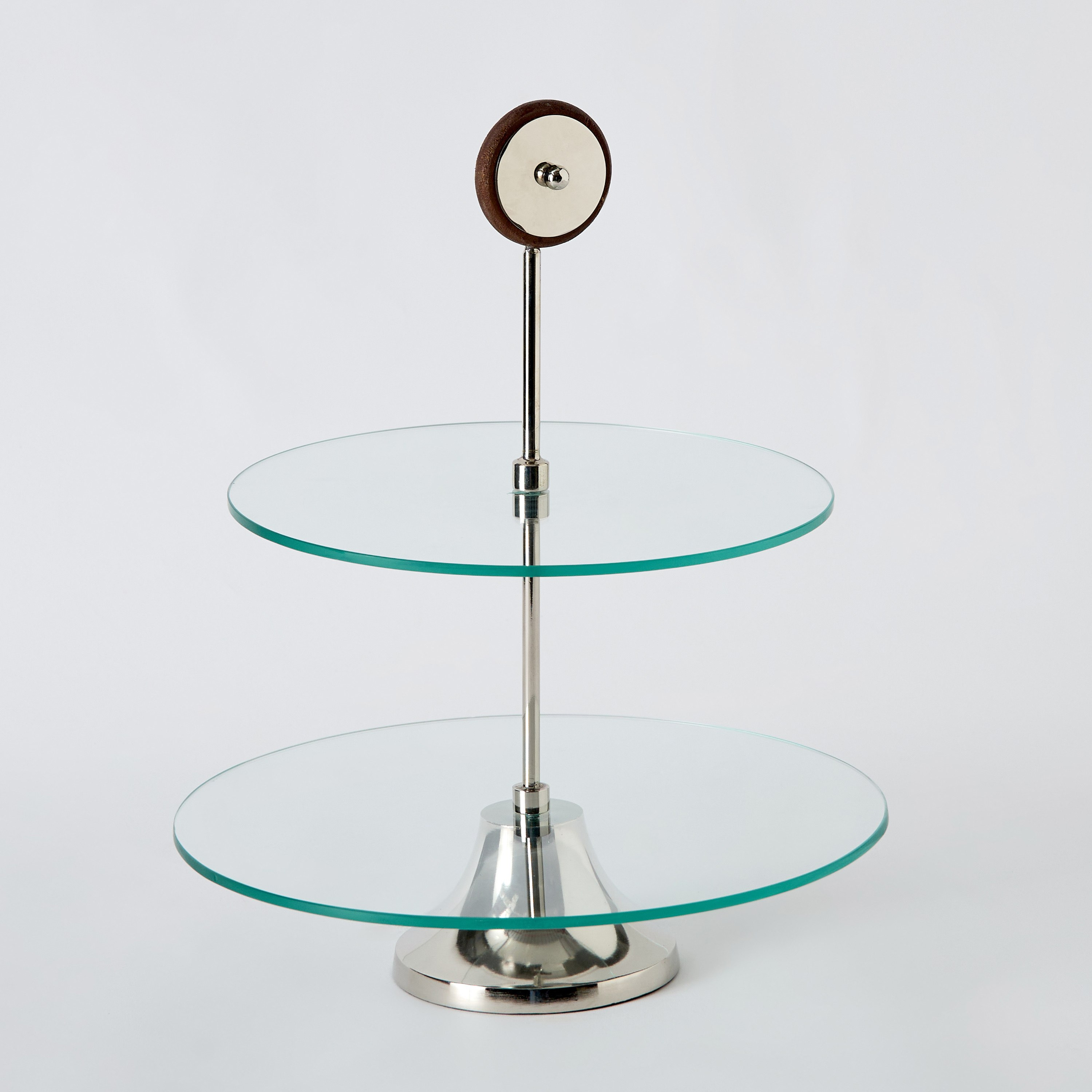Aura 2-Tier Glass Serving Platter with Wheel Stem - 30 cm-hbxdecorandfurnishings-tabletop-serveware-image-5
