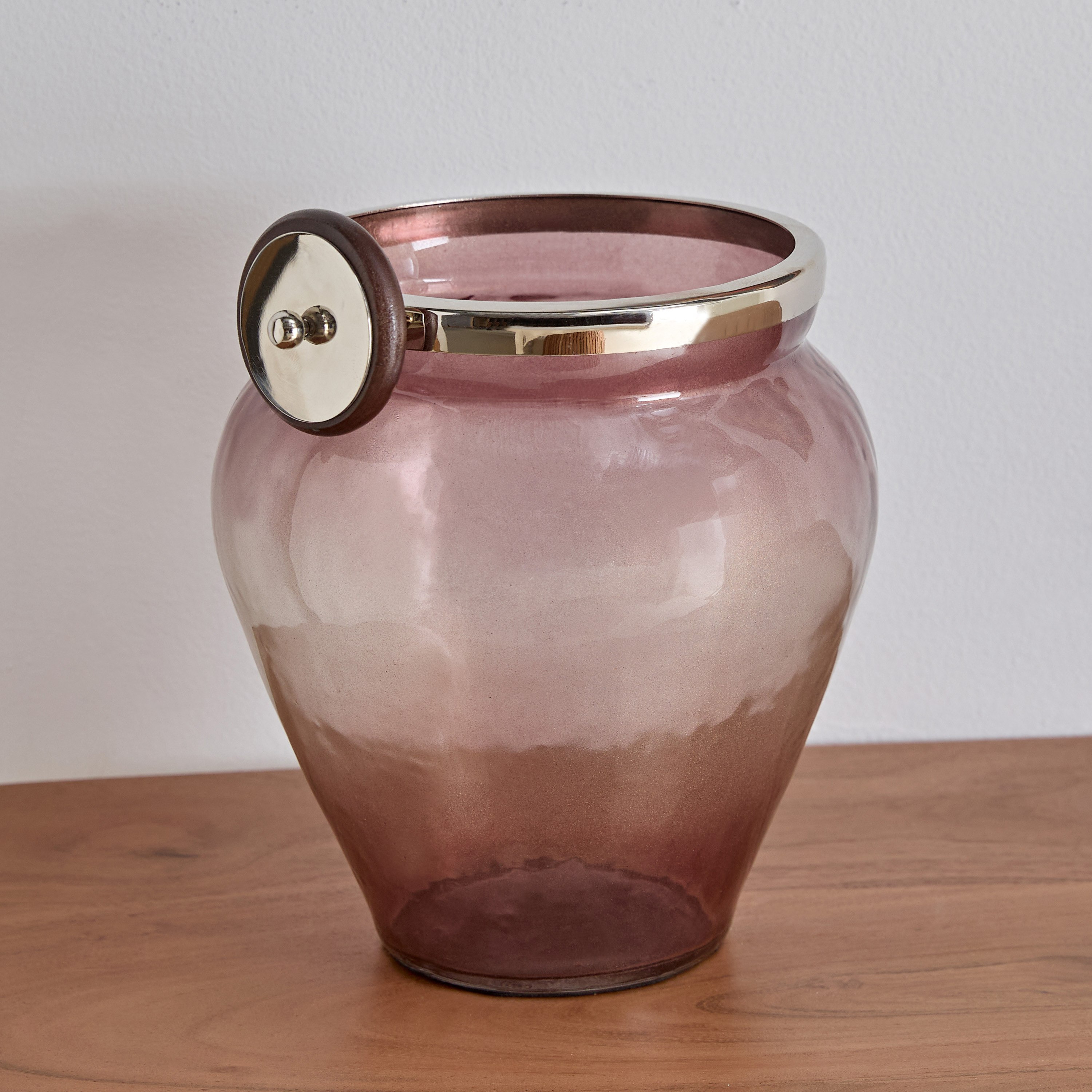 مزهرية زجاجية معتمة بحافة معدنية من أورا - 19x19x22 سم-hbxbedroom-decorandaccessories-vases-image-2