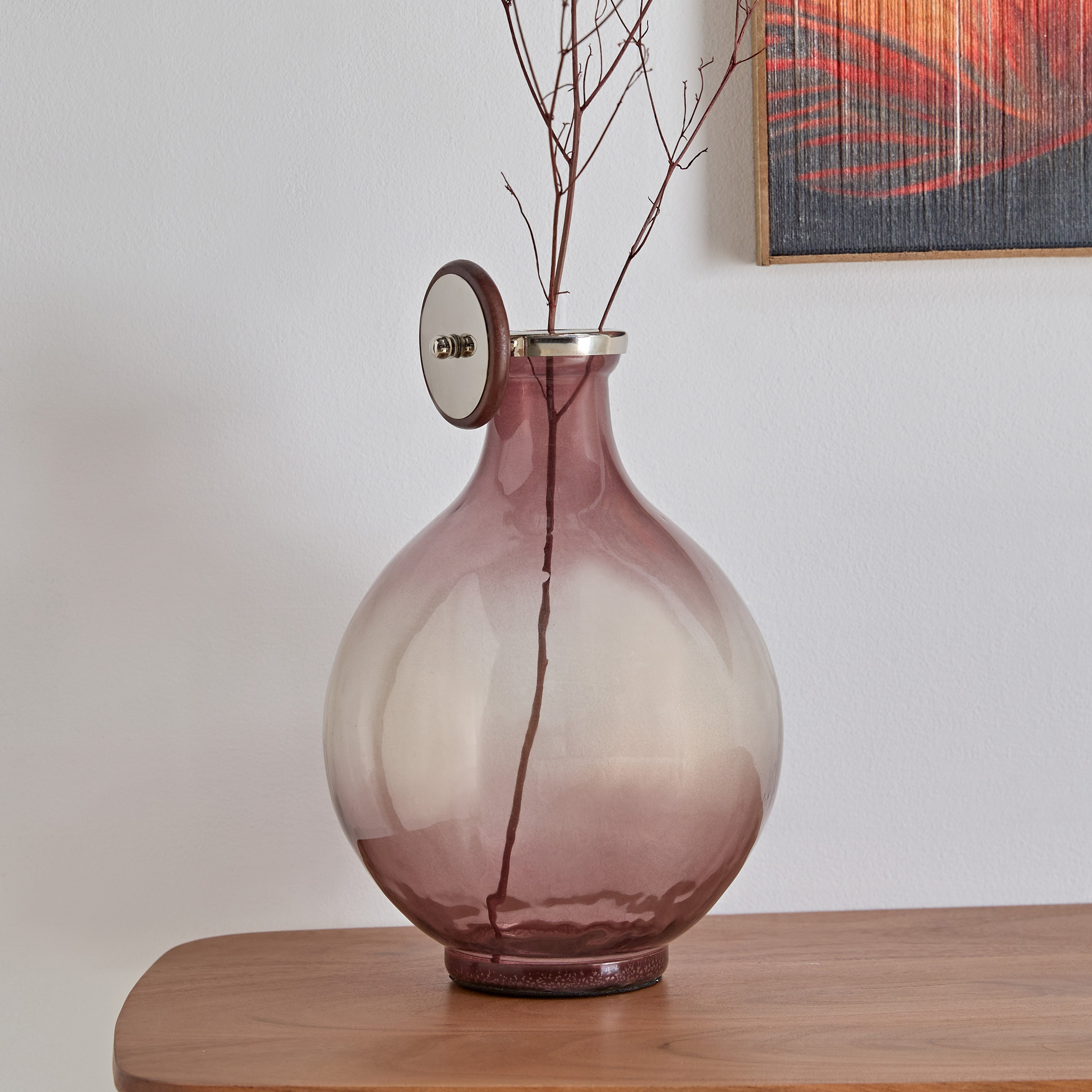Aura Glass Vase Frosted with Metal Rim - 20x20x32 cm-hbxbedroom-decorandaccessories-vases-image-1