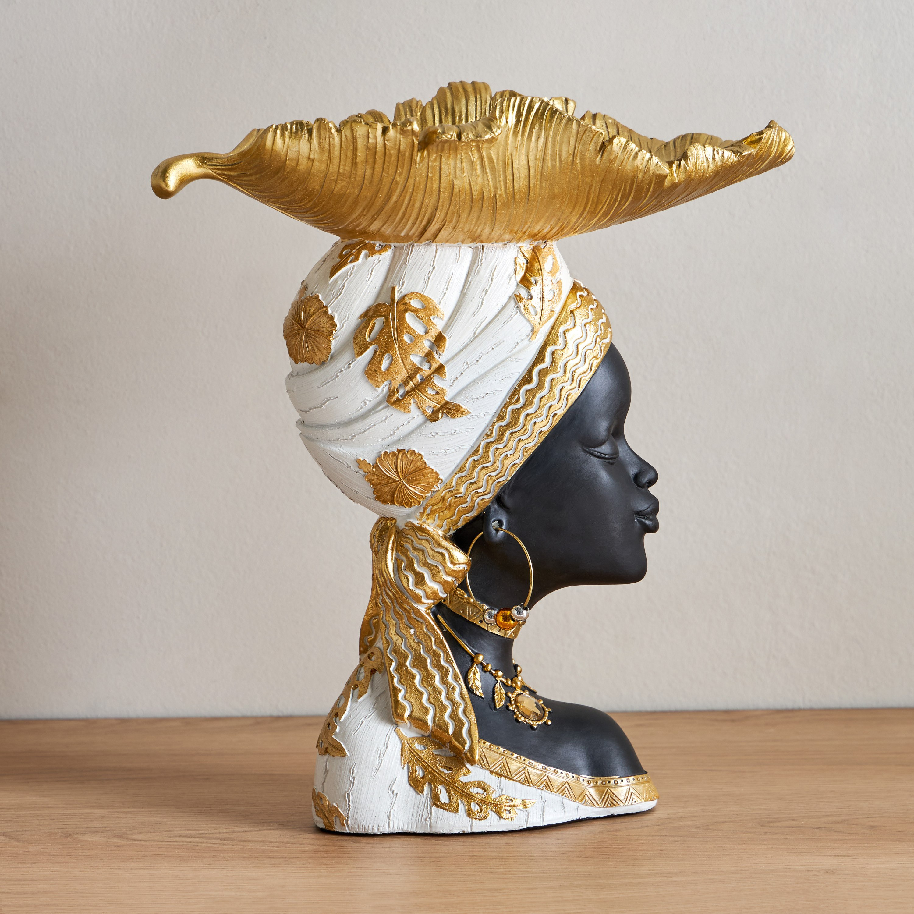 Marcel Polyresin Rural Lady with Tray on Head - 28x14x32 cm-hbxhomeware-homedecor-figurinesandornaments-image-1