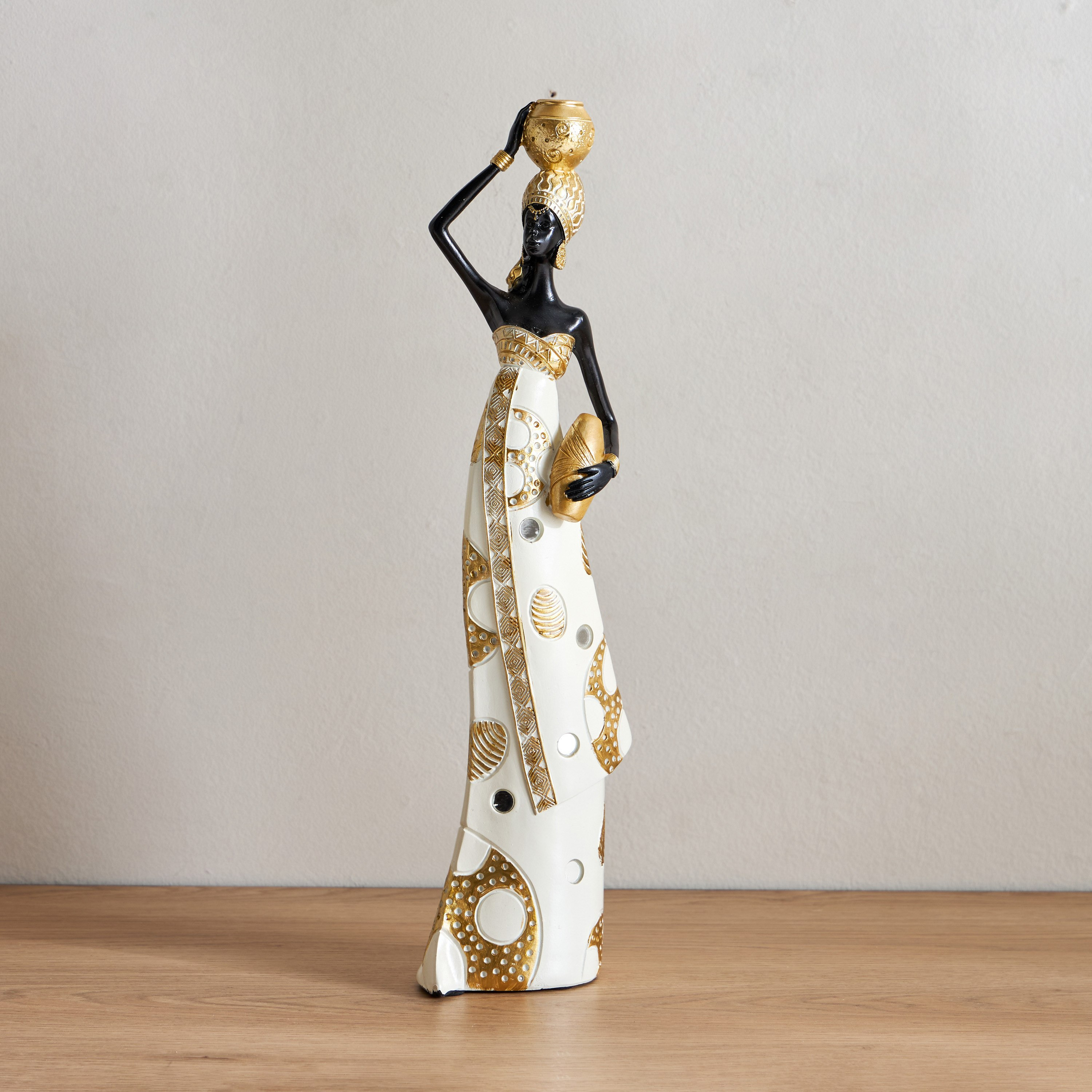 تمثال بوليريسين بتصميم سيدة مع وعاء على رأسها من مارسيل- 11x8x41.5 سم-hbxhomeware-homedecor-figurinesandornaments-image-1