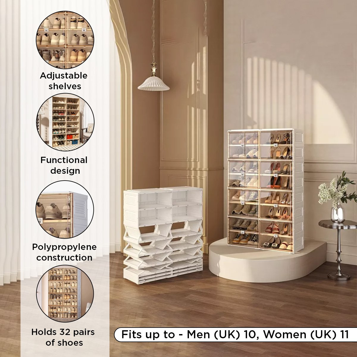 Theon 32 Pair Shoe Cabinet with 8 Doors