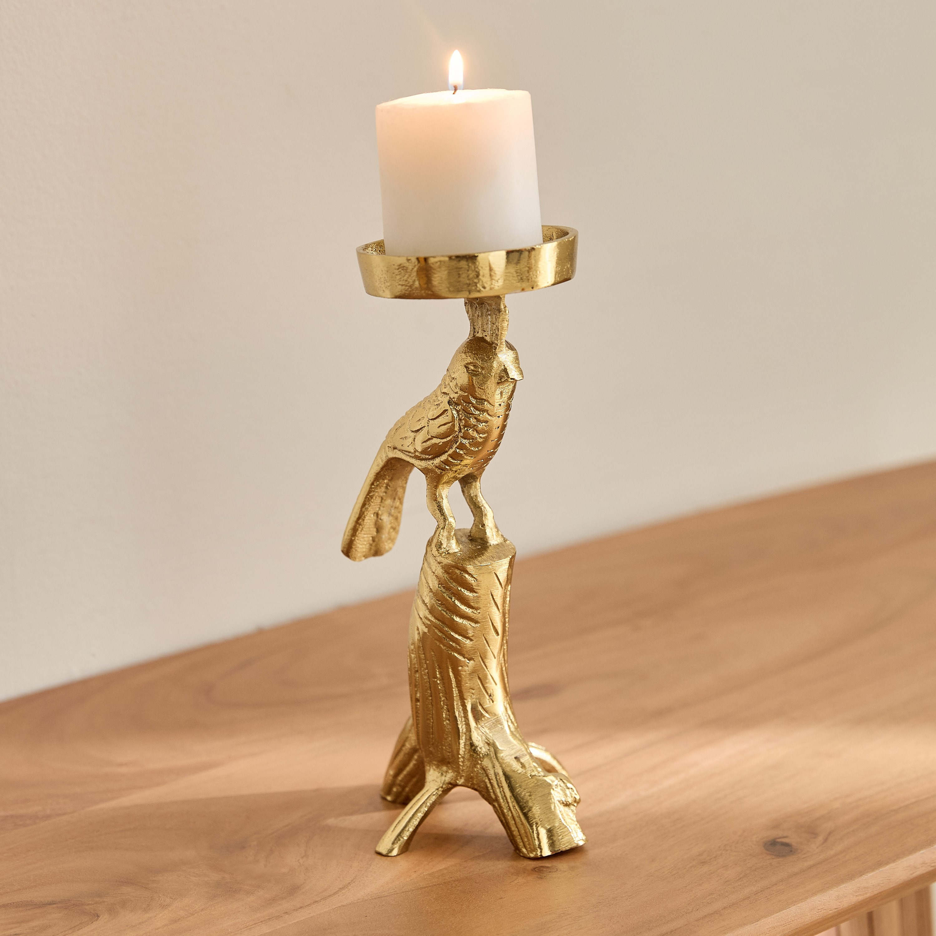 Popin Aluminium Bird Candle Stand - 9x11x23 cm-hbxlivingroom-decorandaccessories-candleholders-image-1