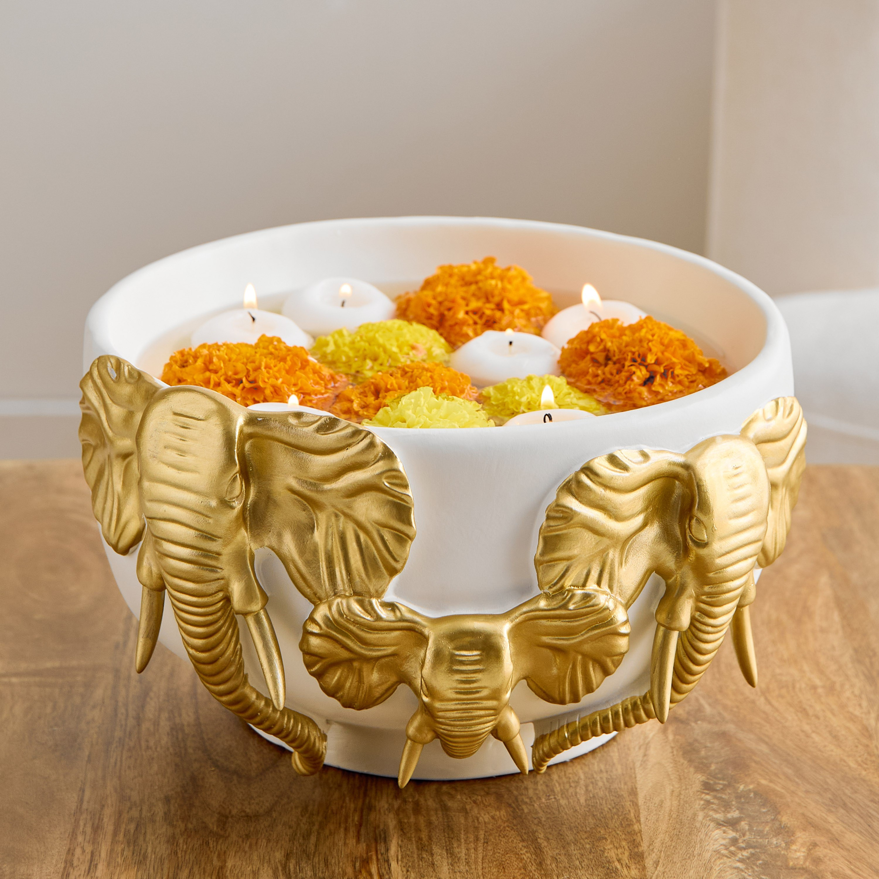 وعاء ديكور بوليريسين بتصميم فيل من ديلين- 28x26.5x15.5 سم-hbxdecorandfurnishings-homeaccessories-bowls-image-1